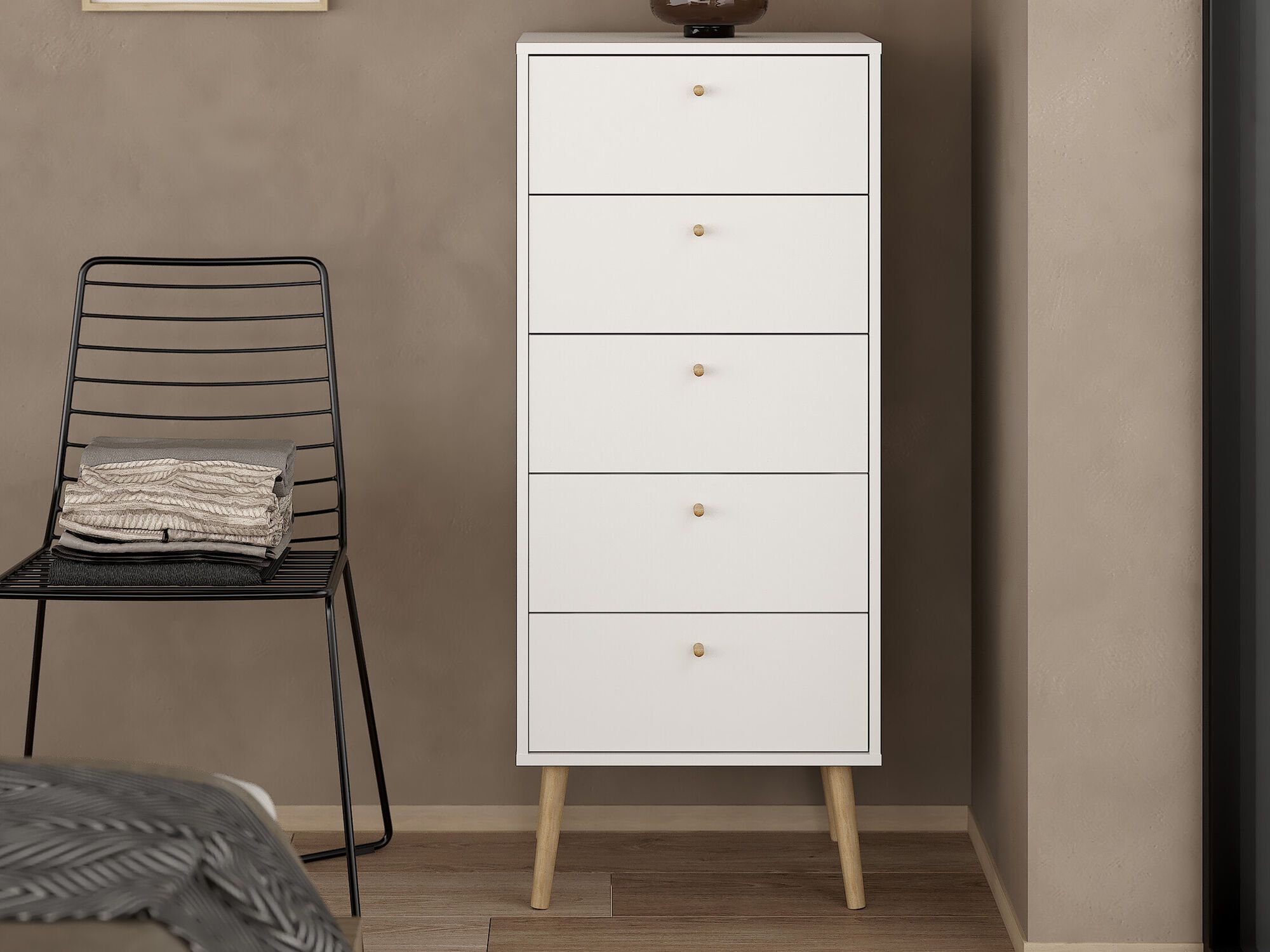 Commode BOAVISTA 5 tiroirs blanc