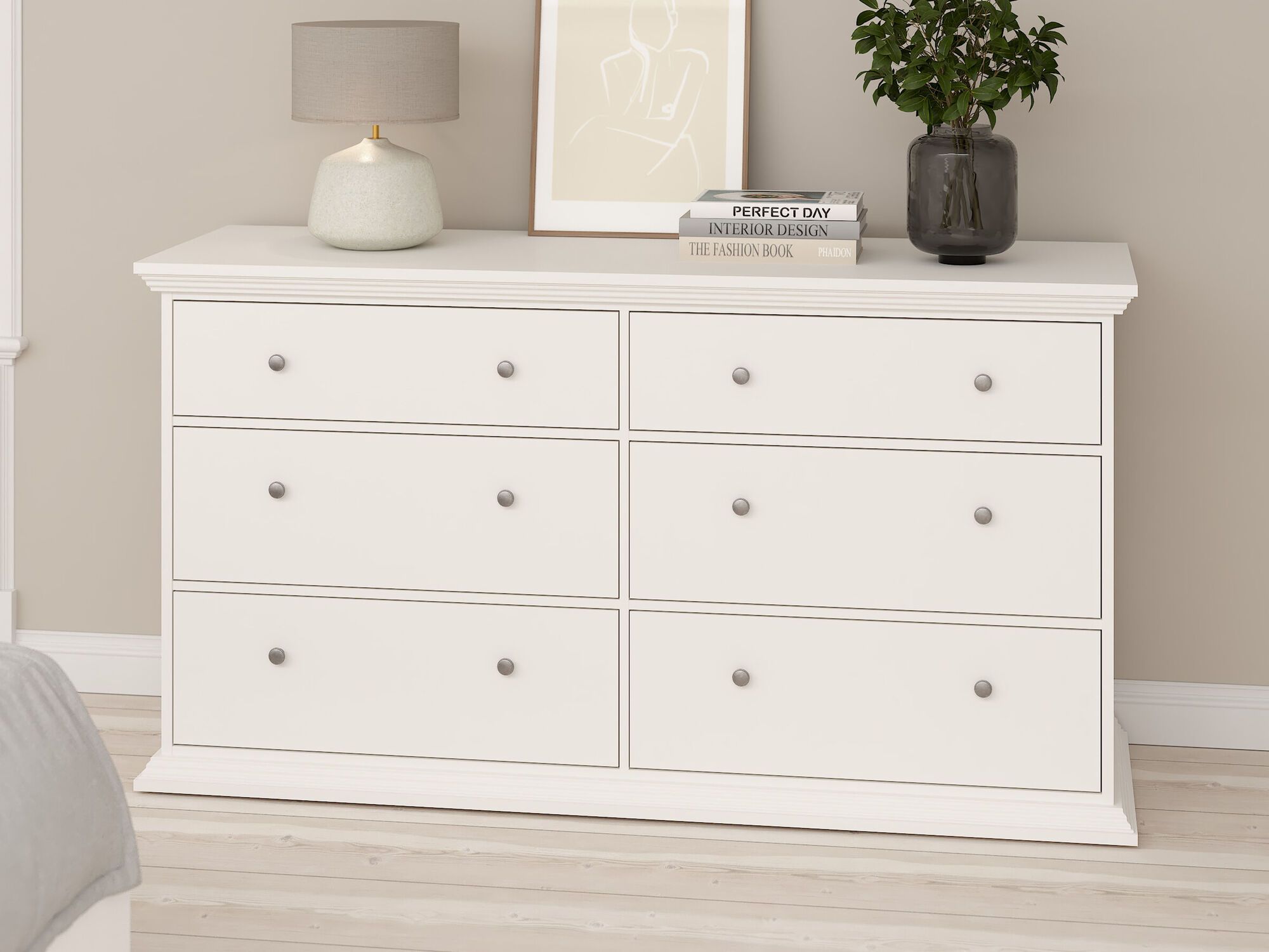 Buffet/bahut NORTON 6 tiroirs blanc