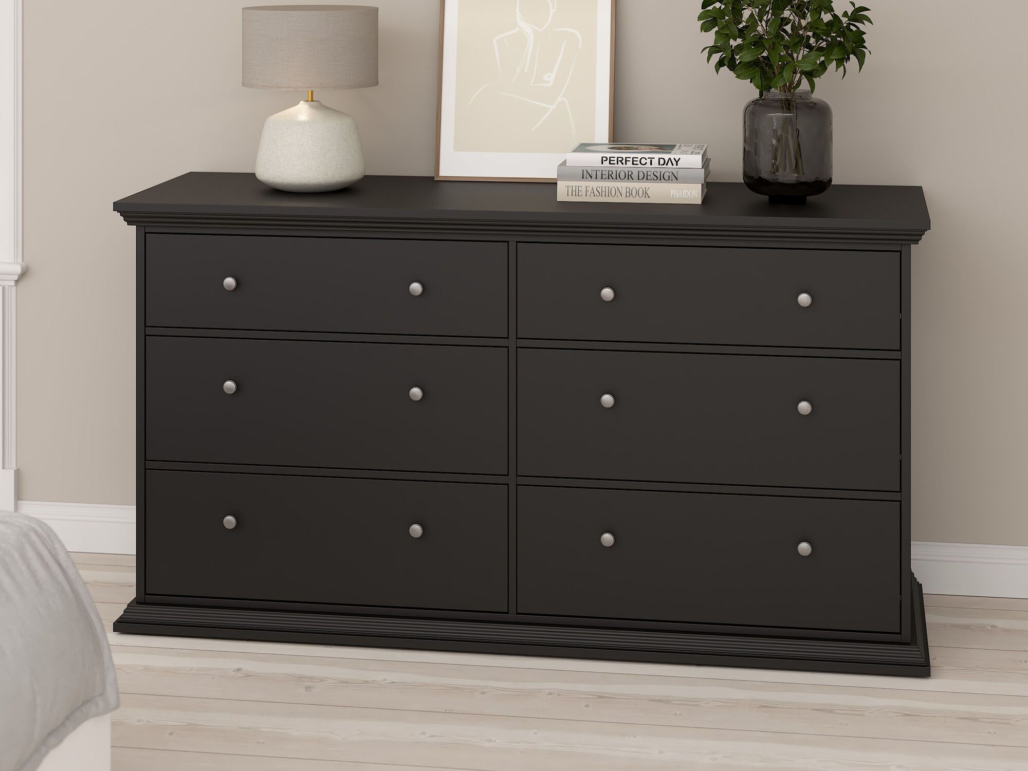 Buffet/bahut NORTON 6 tiroirs noir