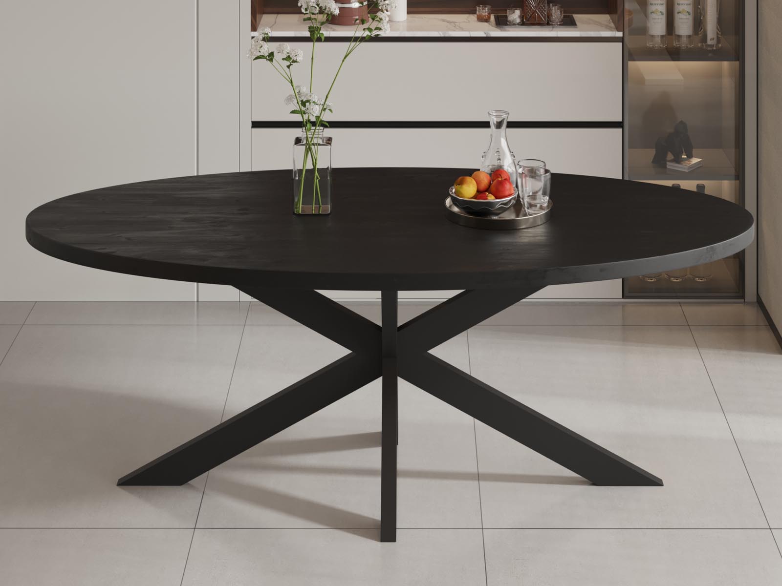 Table repas ovale AXALI 200 cm mangolia noir