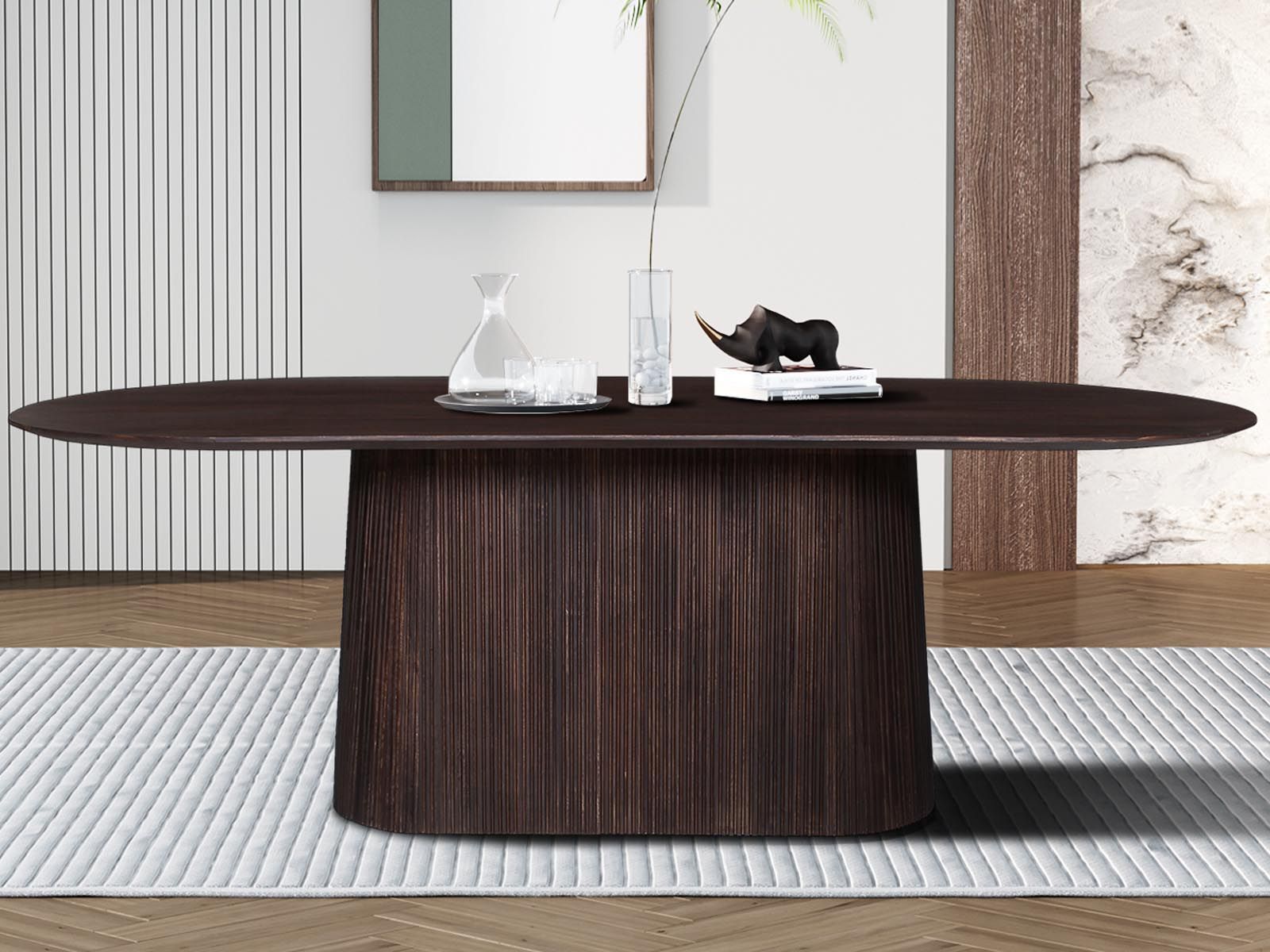 Table repas MIGADON 230 cm brun foncé