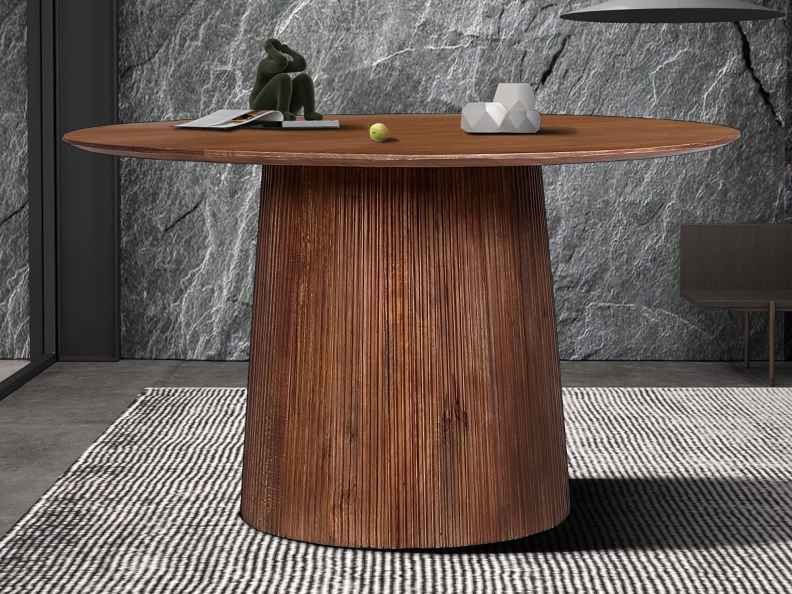 Table repas ronde MIGADON 130 cm brun foncé