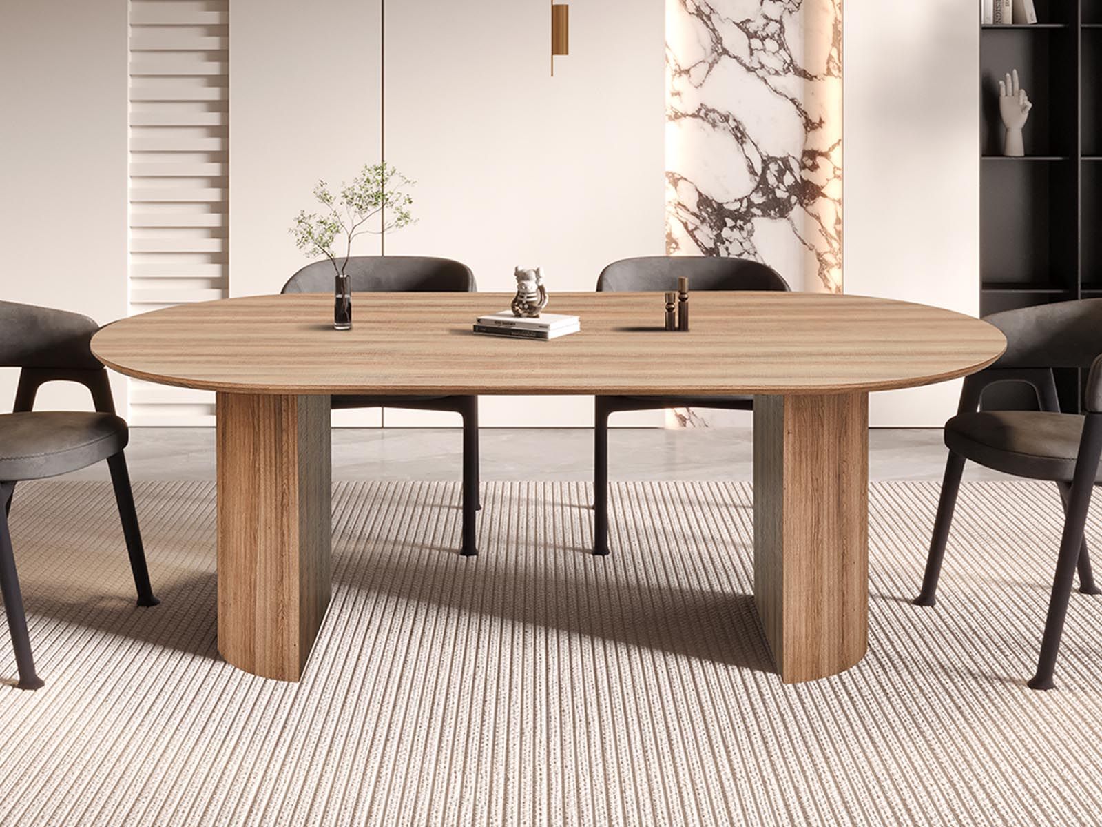 Table repas ovale LARUSSO 220 cm chêne vieilli