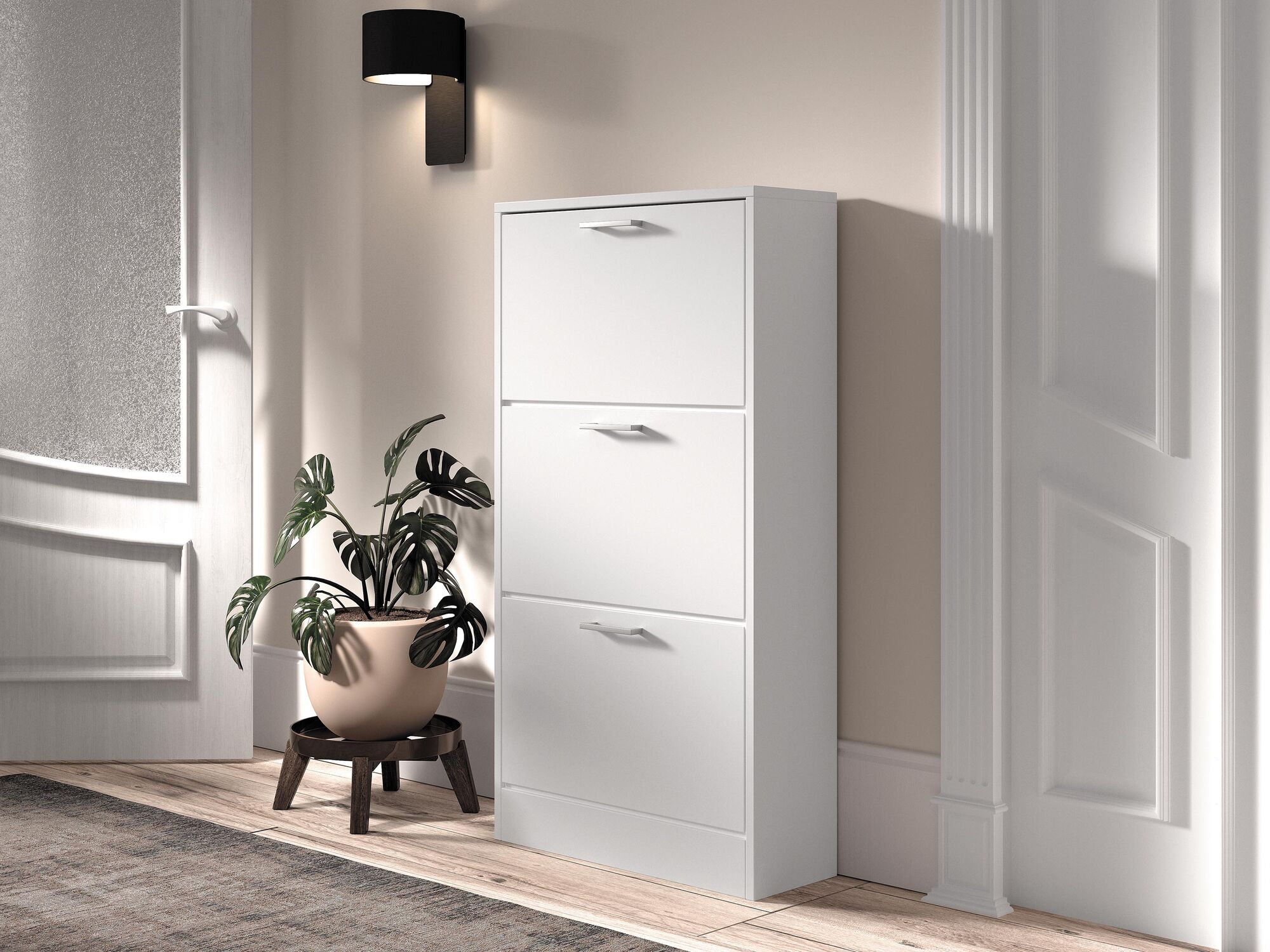 Meuble à chaussures ROZALA 3 portes blanc