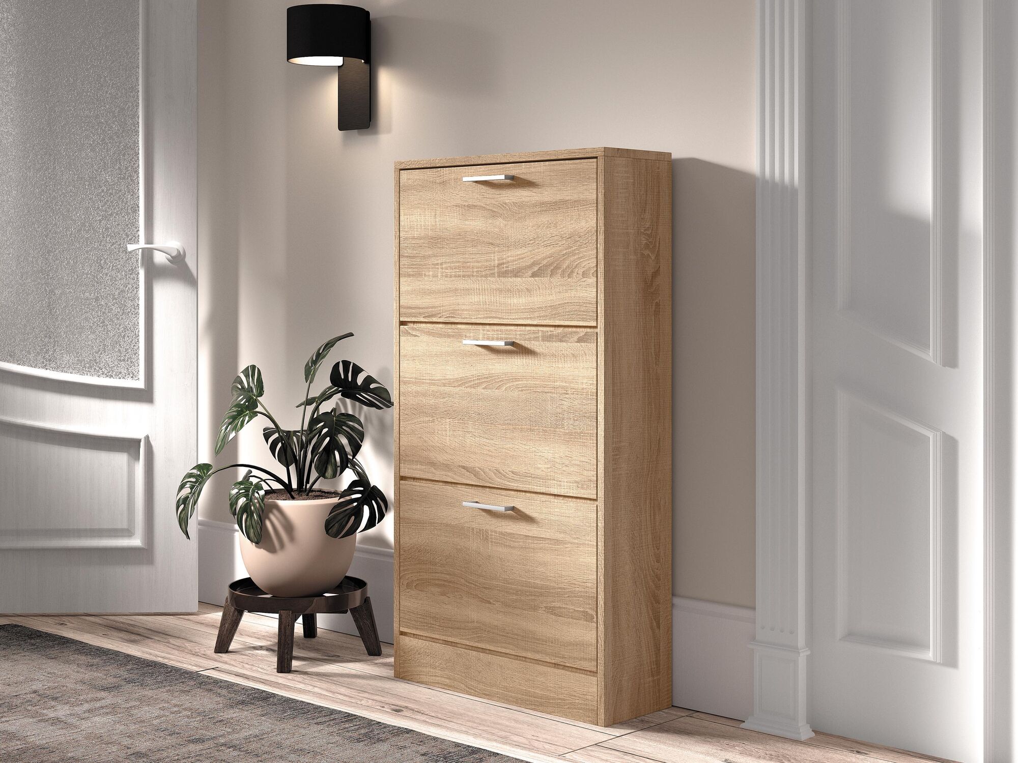 Meuble à chaussures ROZALA 3 portes sonoma clair