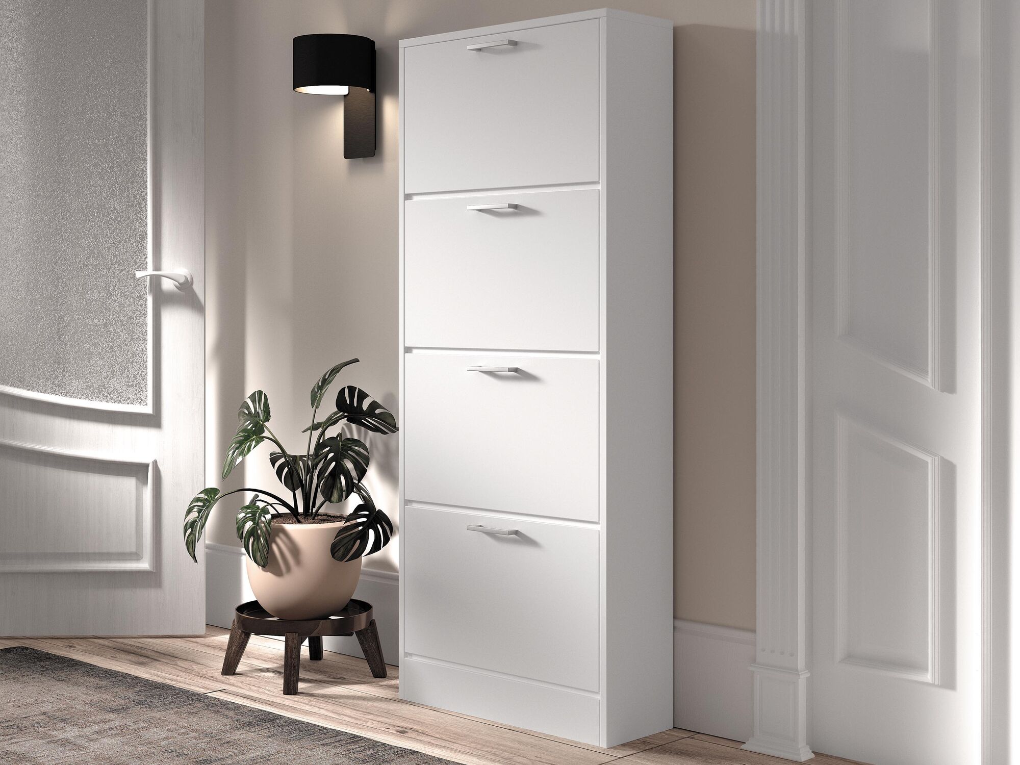 Meuble à chaussures ROZALA 4 portes blanc