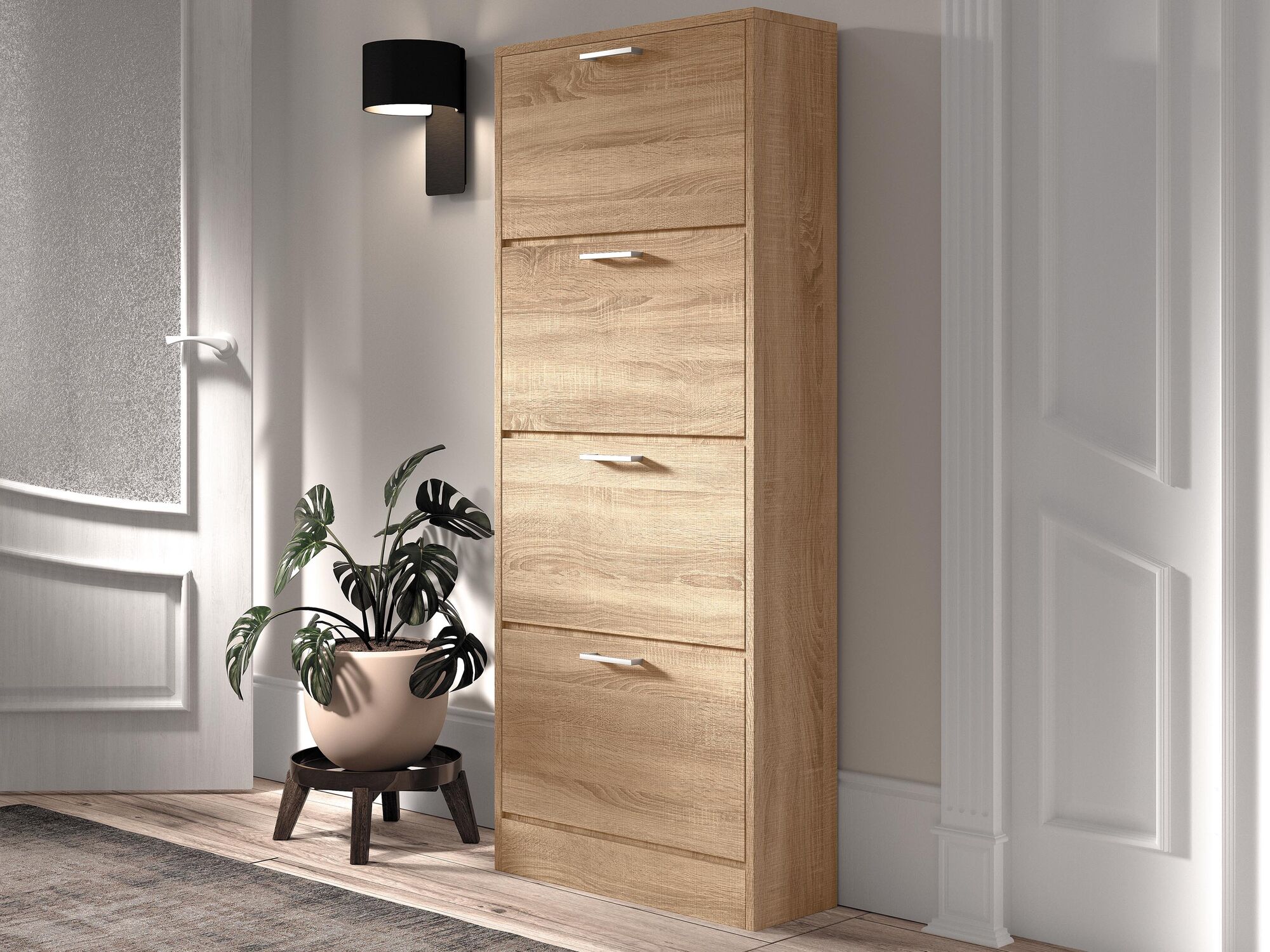 Meuble à chaussures ROZALA 4 portes sonoma clair