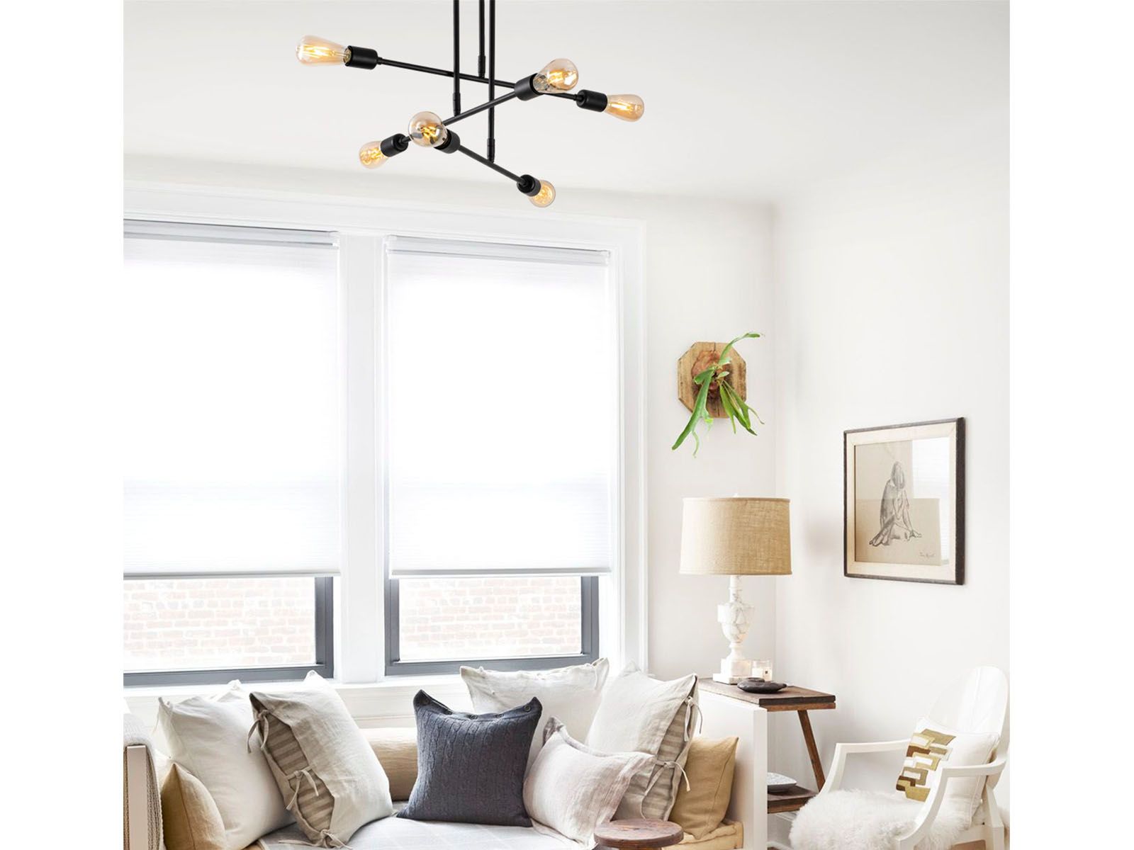 Plafonnier FLORUS 6 lampes noir