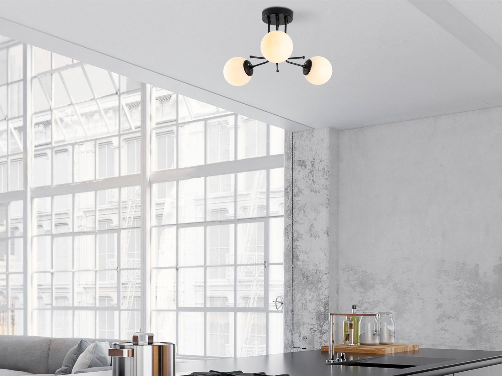 Plafonnier KAZAN 3 lampes noir