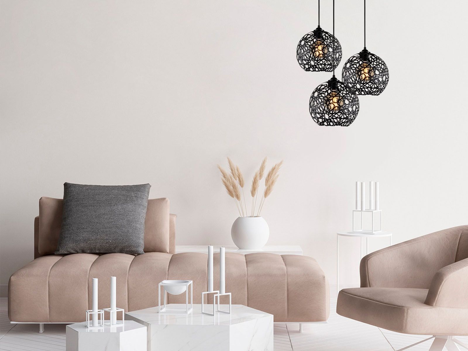 Luminaire suspendu WINGHAM 3 lampes noir