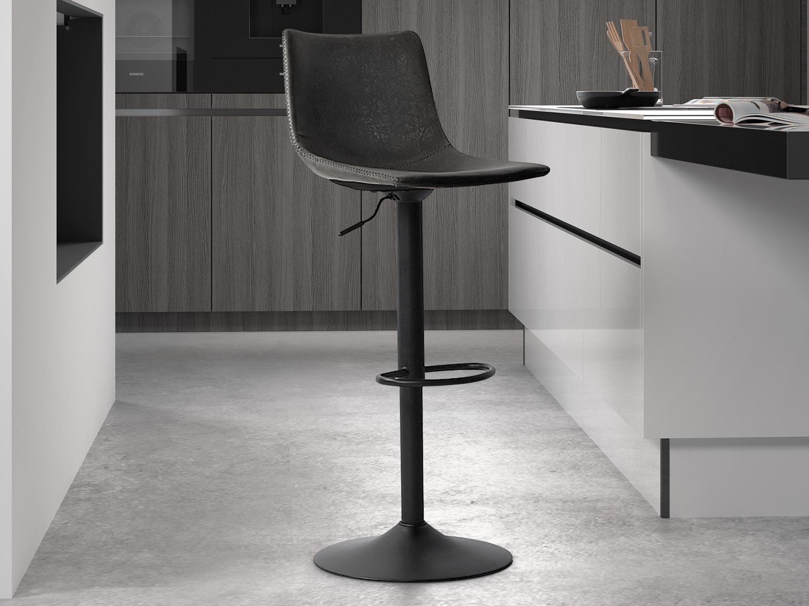 Tabouret de bar TREVOR 61>83 cm noir