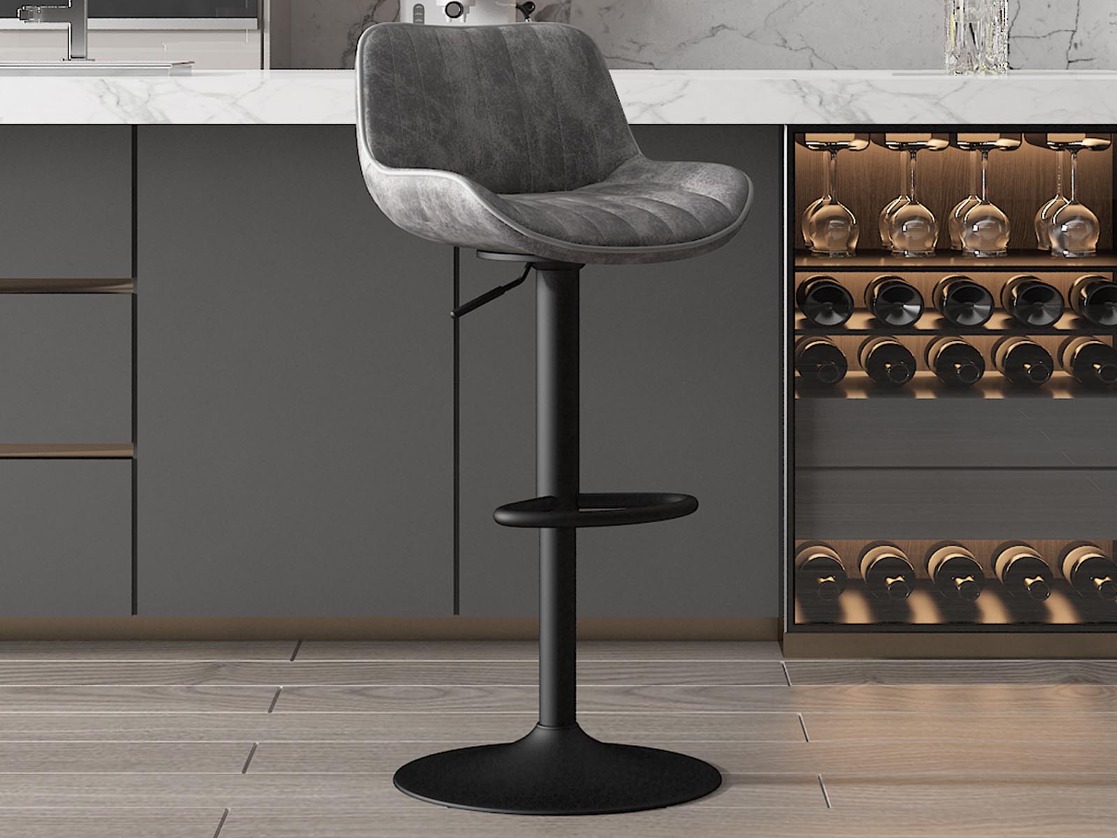 Tabouret de bar FENNO gris