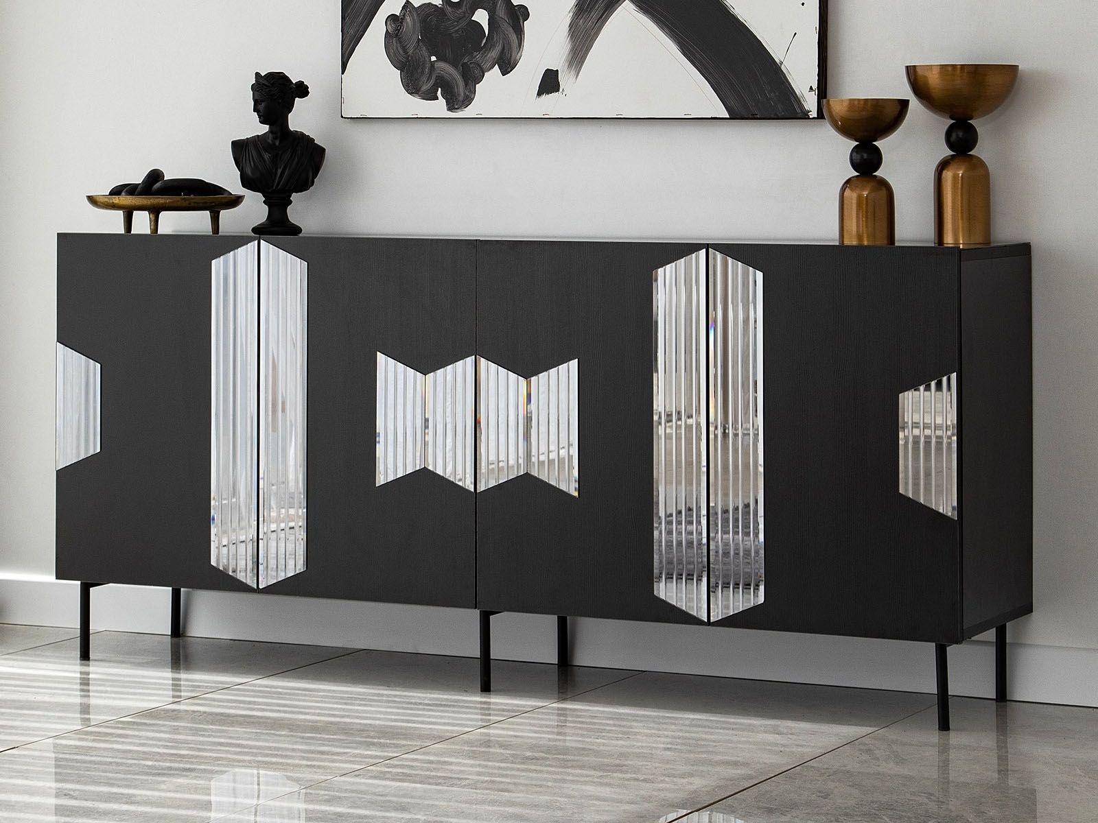 Buffet/bahut VIVETTE 4 portes noir