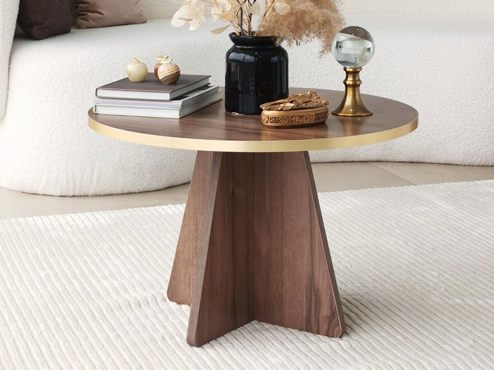 Table basse ronde MUSHY 60 cm noyer