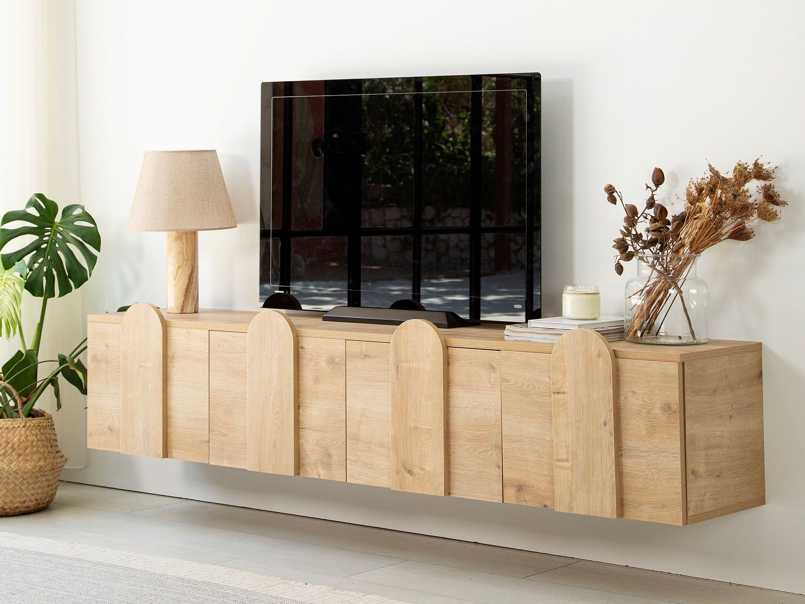 Meuble tv-hifi LINARO 4 portes chêne brun