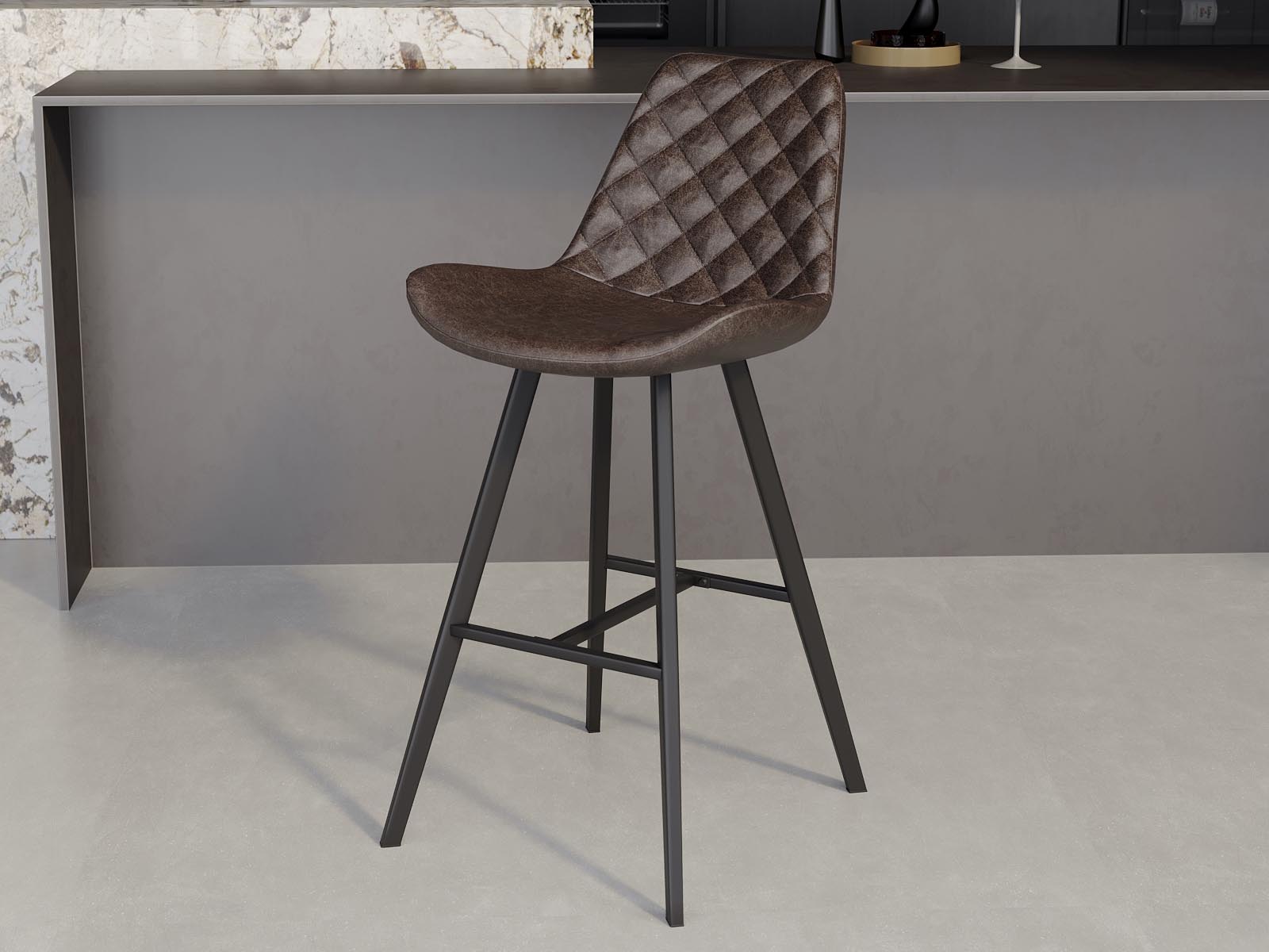 Tabouret de bar PALERME 65 cm brun foncé