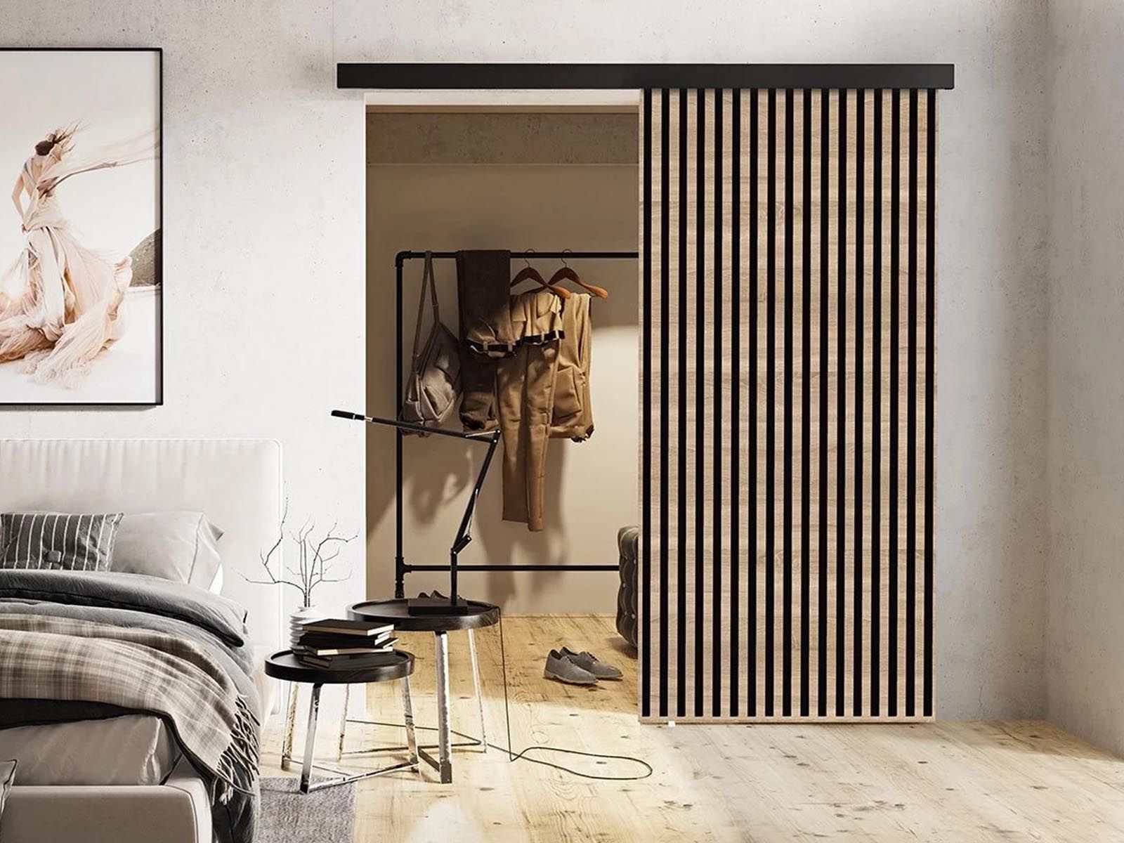 Porte coulissante BOXO 96 cm chêne sonoma/noir