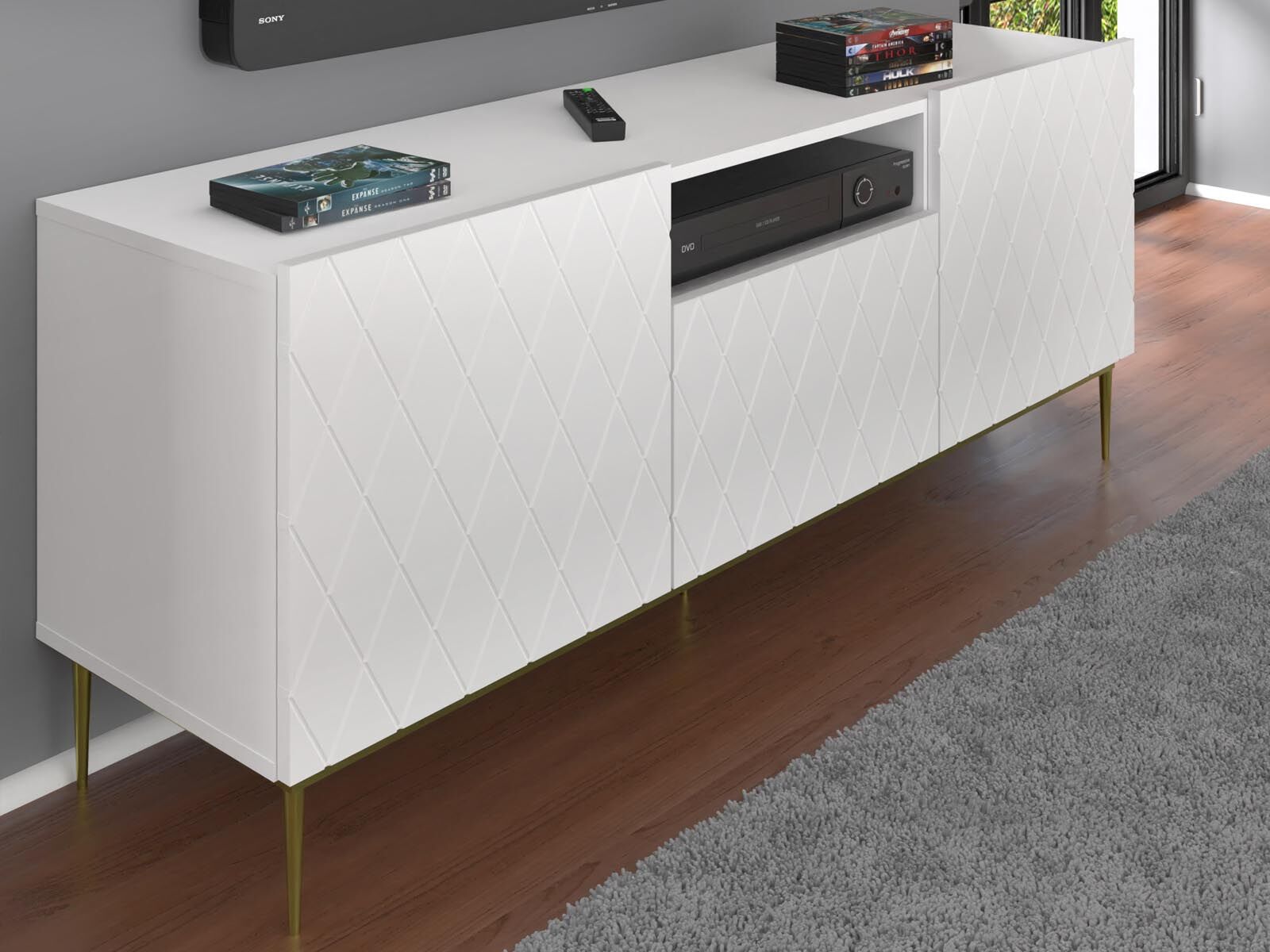 Meuble tv-hifi DINA 3 portes blanc