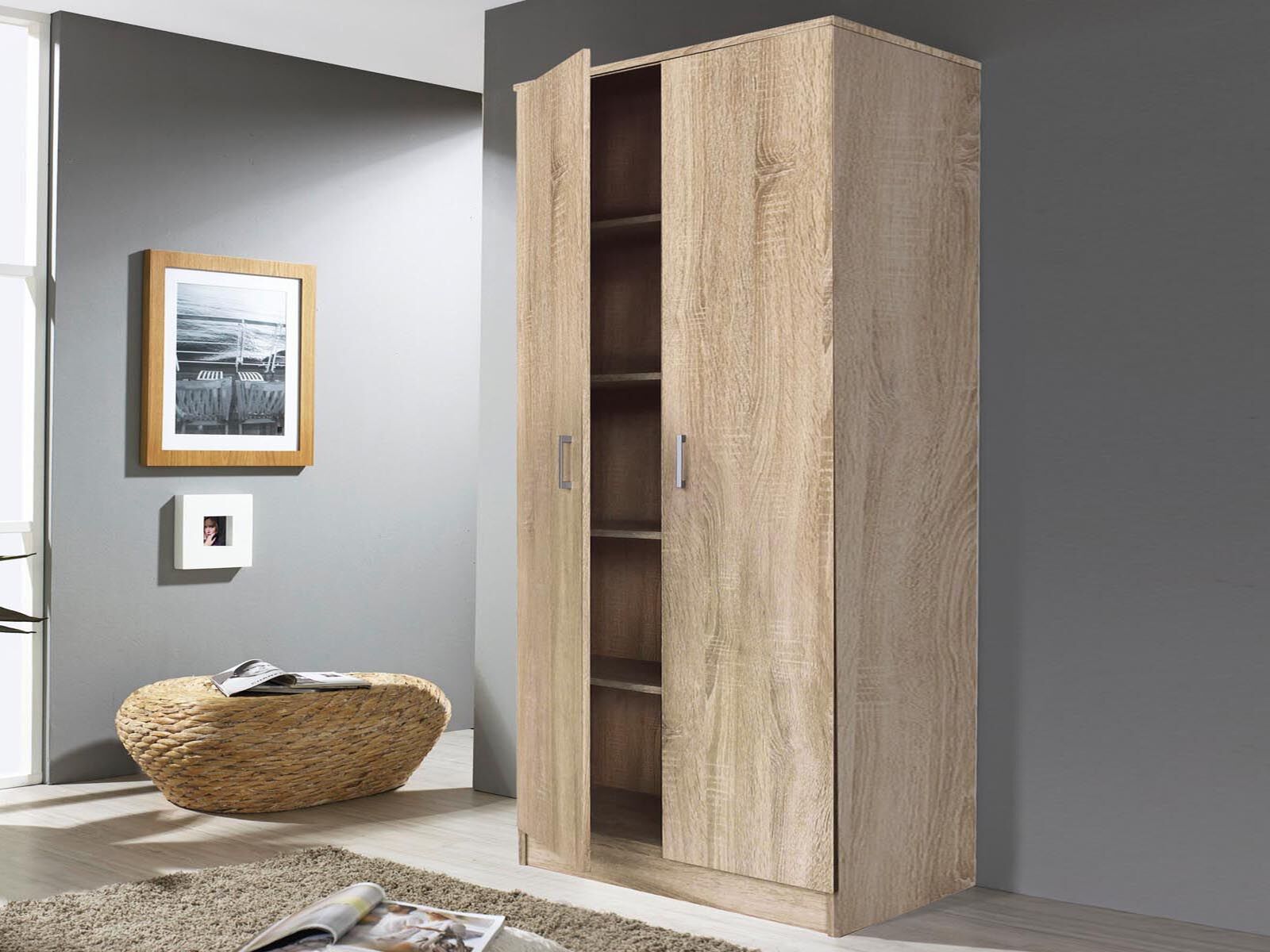 Armoire RAYMOON 2 portes 80 cm (lingère) sonoma