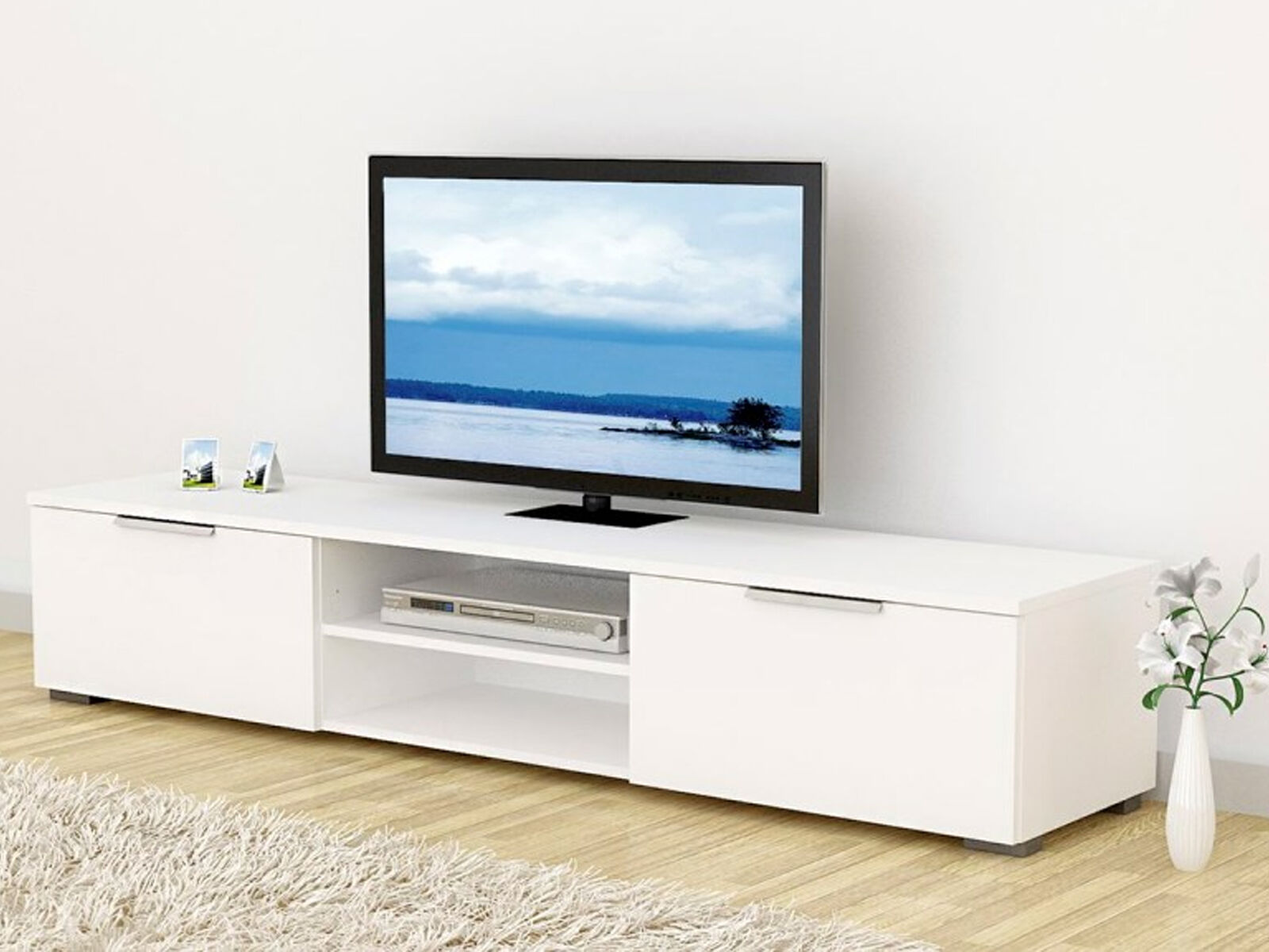 Meuble tv-hifi MATRIX 2 tiroirs blanc brillant