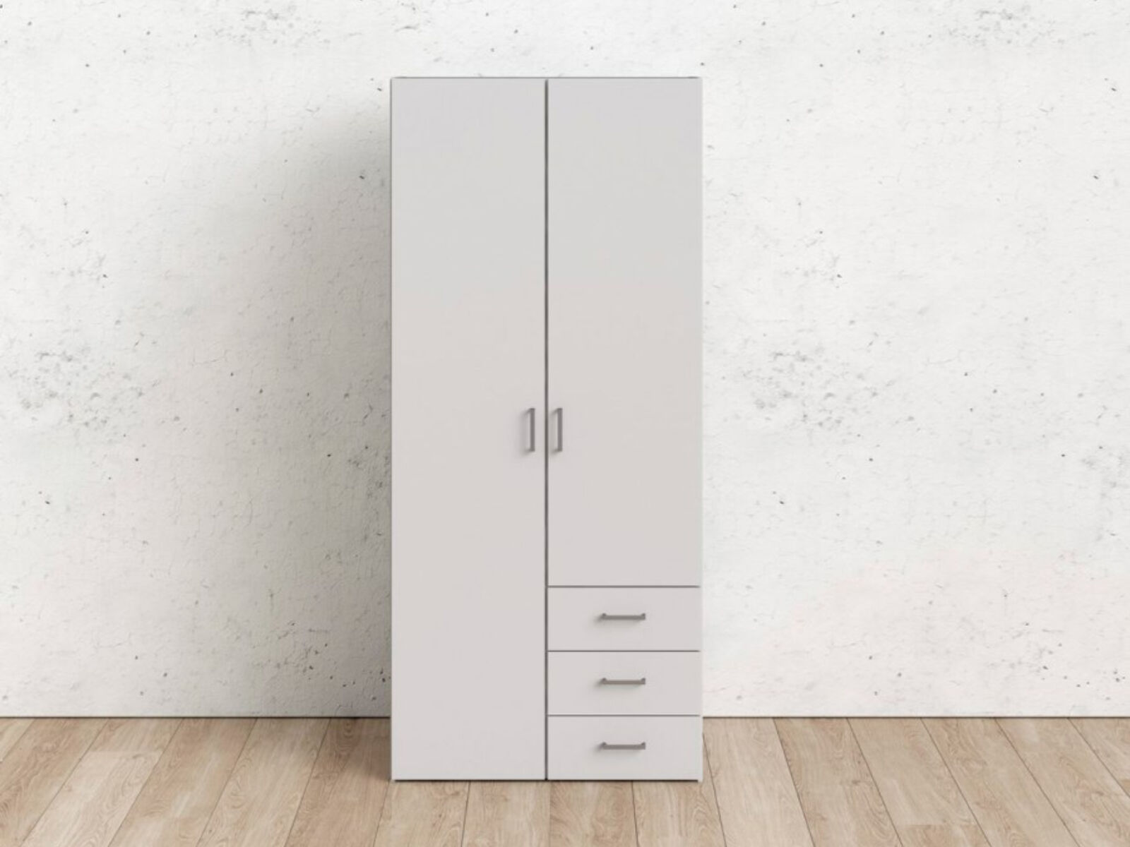 Armoire SPANO 2 portes 3 tiroirs blanc