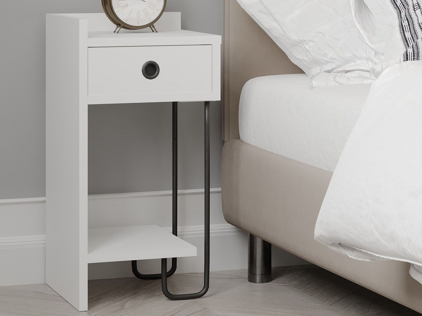 Chevet SIRY 1 tiroir blanc gauche