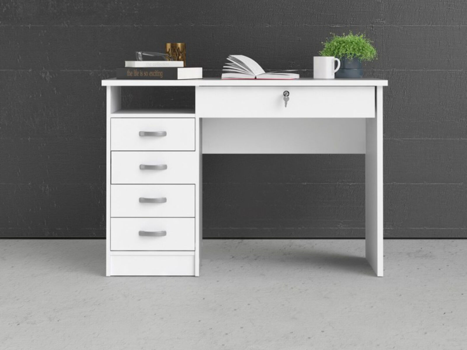 Bureau FAUNA 5 tiroirs blanc