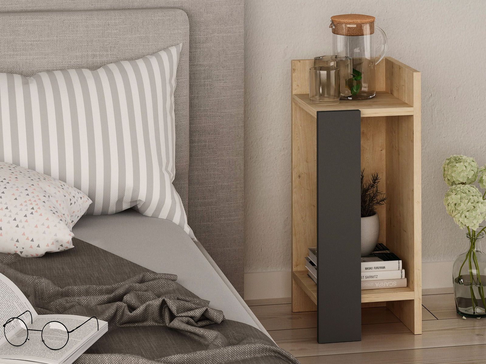 Chevet ELOSO droite chêne/anthracite