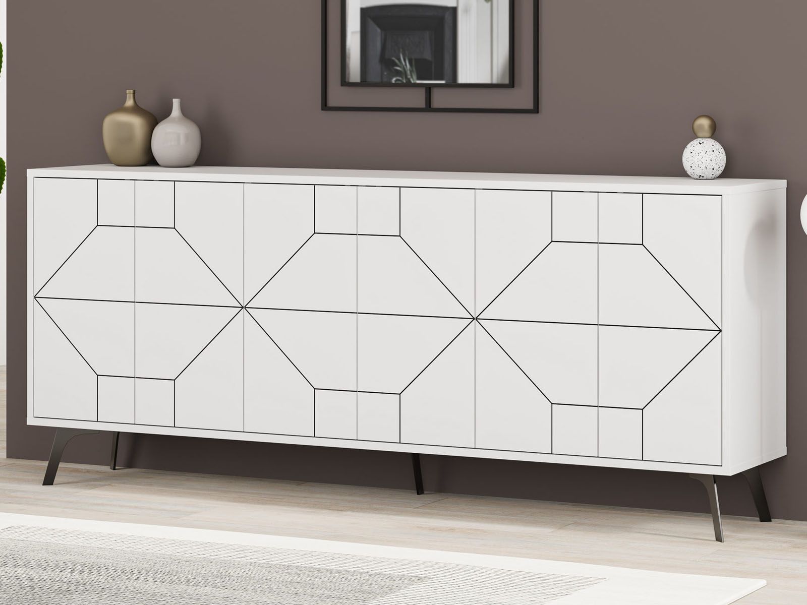 Buffet/bahut CHANI 6 portes blanc