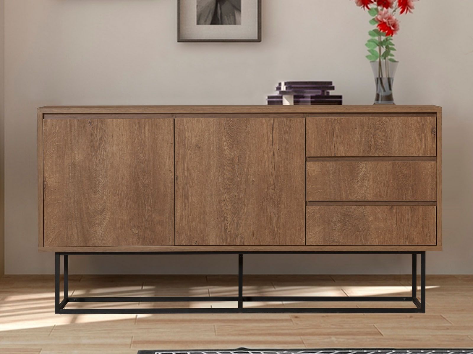 Buffet/bahut ARUBA 2 portes 3 tiroirs noyer