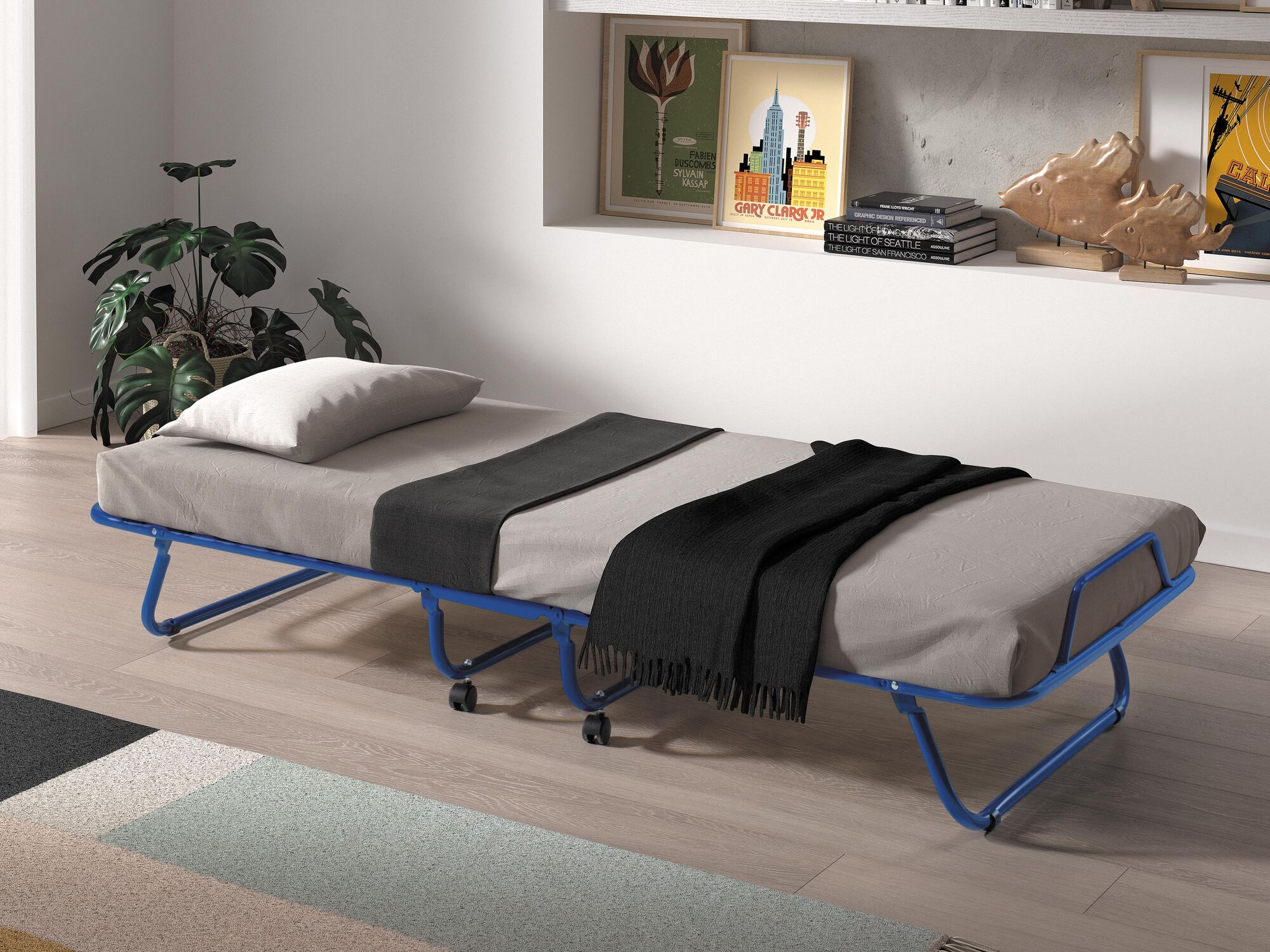 Lit pliant NESTOR 80x190 cm bleu royal