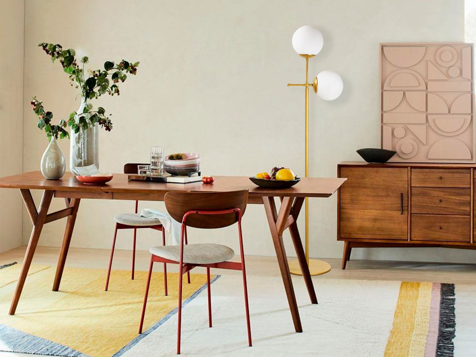 Lampadaire FERNANDO 2 lampes doré