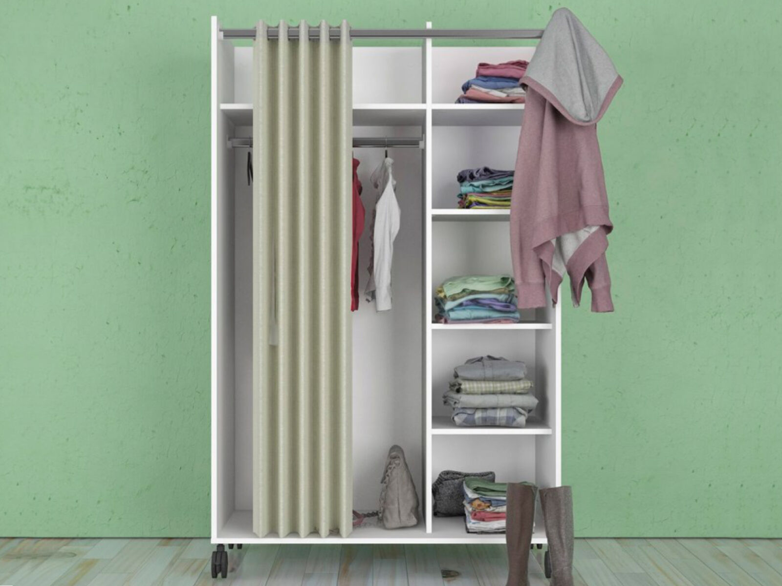 Armoire KITA blanc 1 rideau