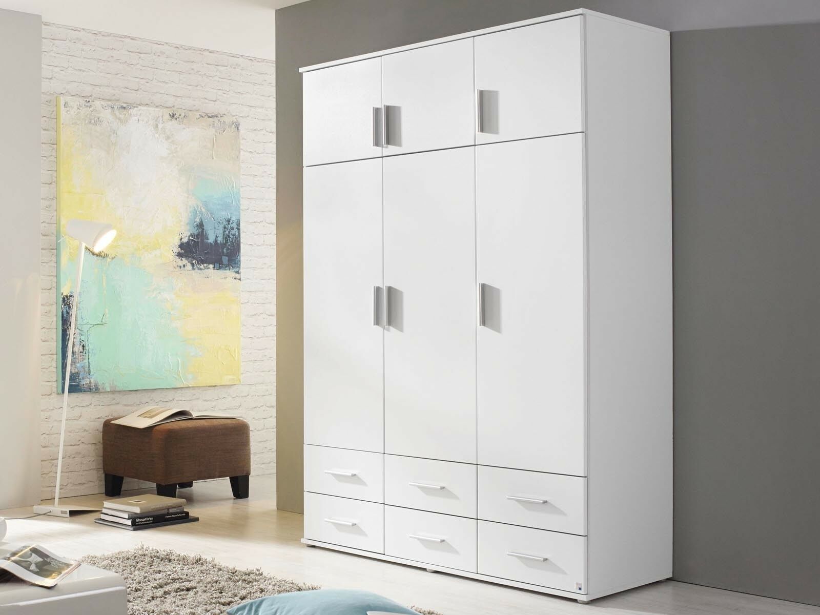 Armoire KEMMEL 6 portes et 6 tiroirs blanc