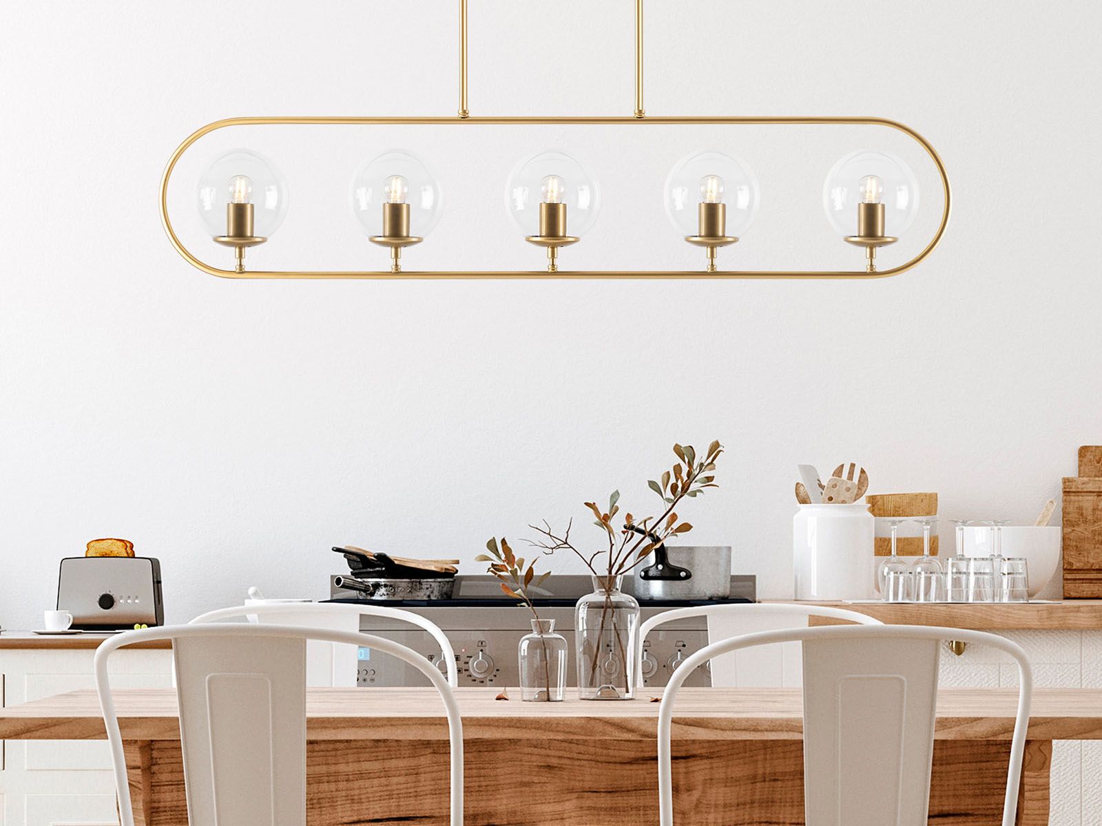 Luminaire suspendu PASTORES 5 lampes doré