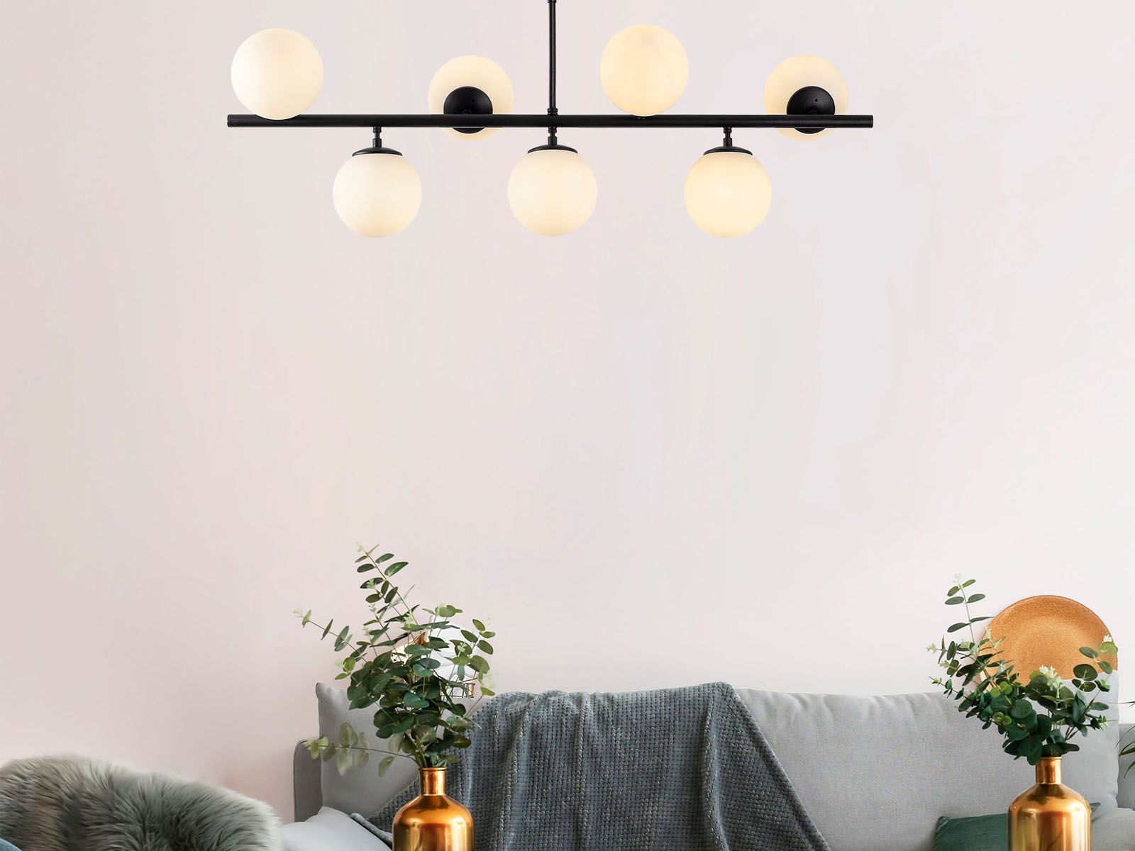 Suspension FAROUK 7 lampes noir