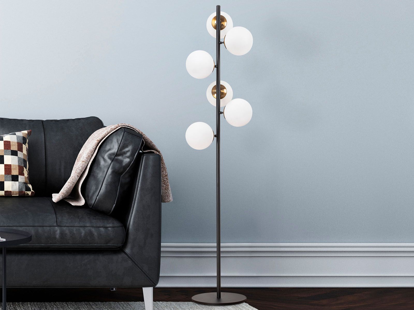 Lampadaire ZAGALLO 6 lampes noir