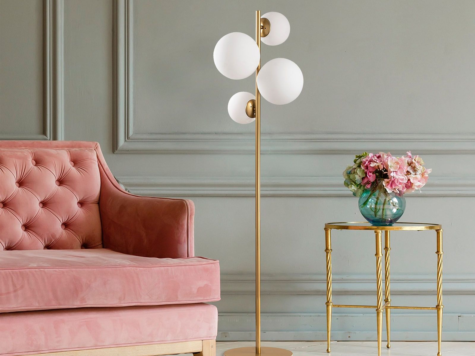 Lampadaire FARAH 4 lampes doré