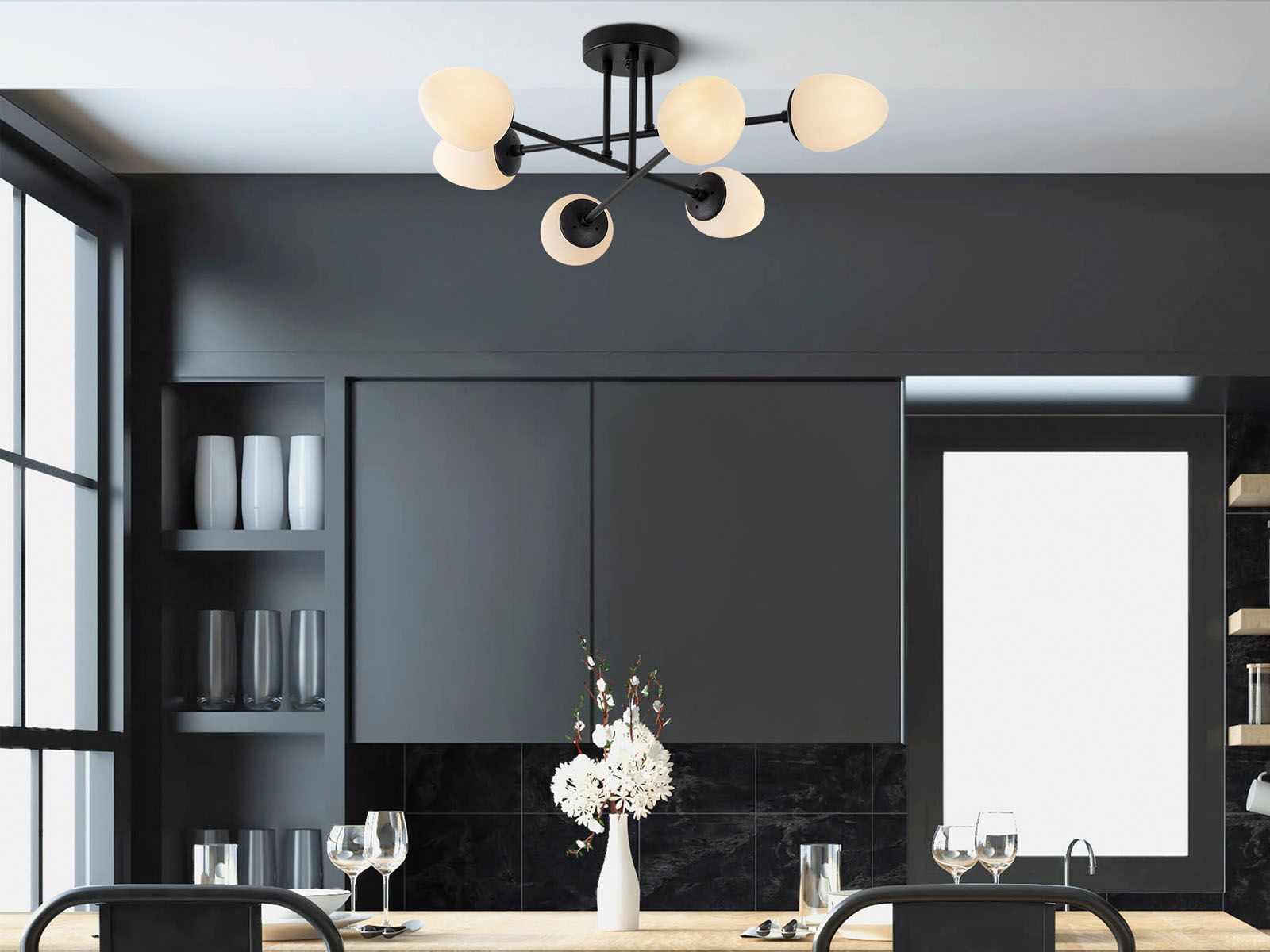 Plafonnier PIETROBONI 6 lampes noir