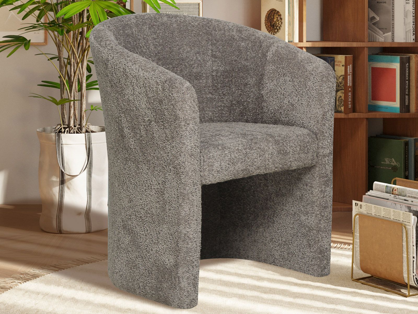 Fauteuil CARLOS bouclé brun