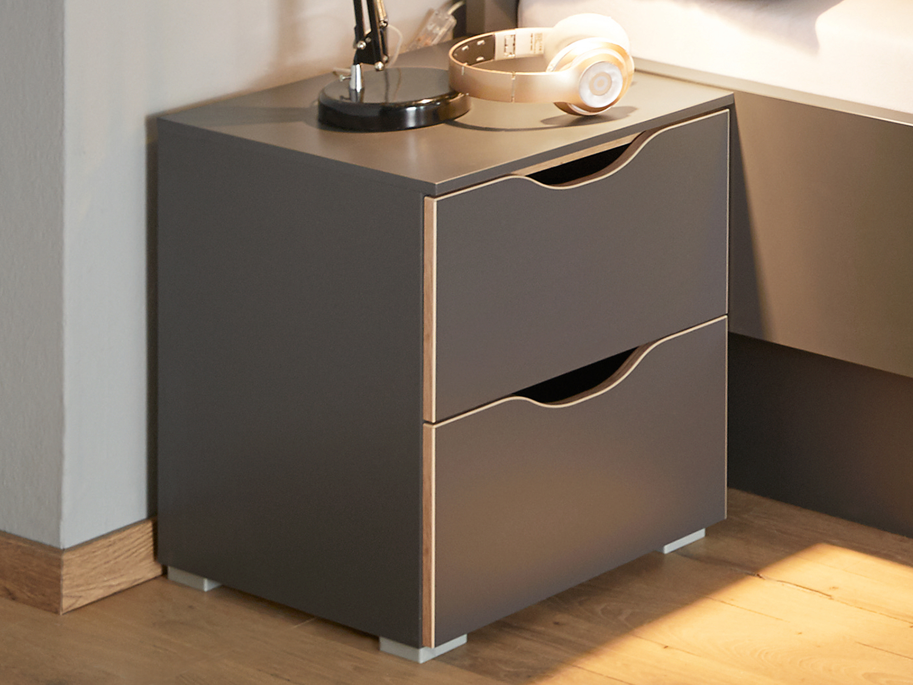 Chevet LAAM 2 tiroirs graphite