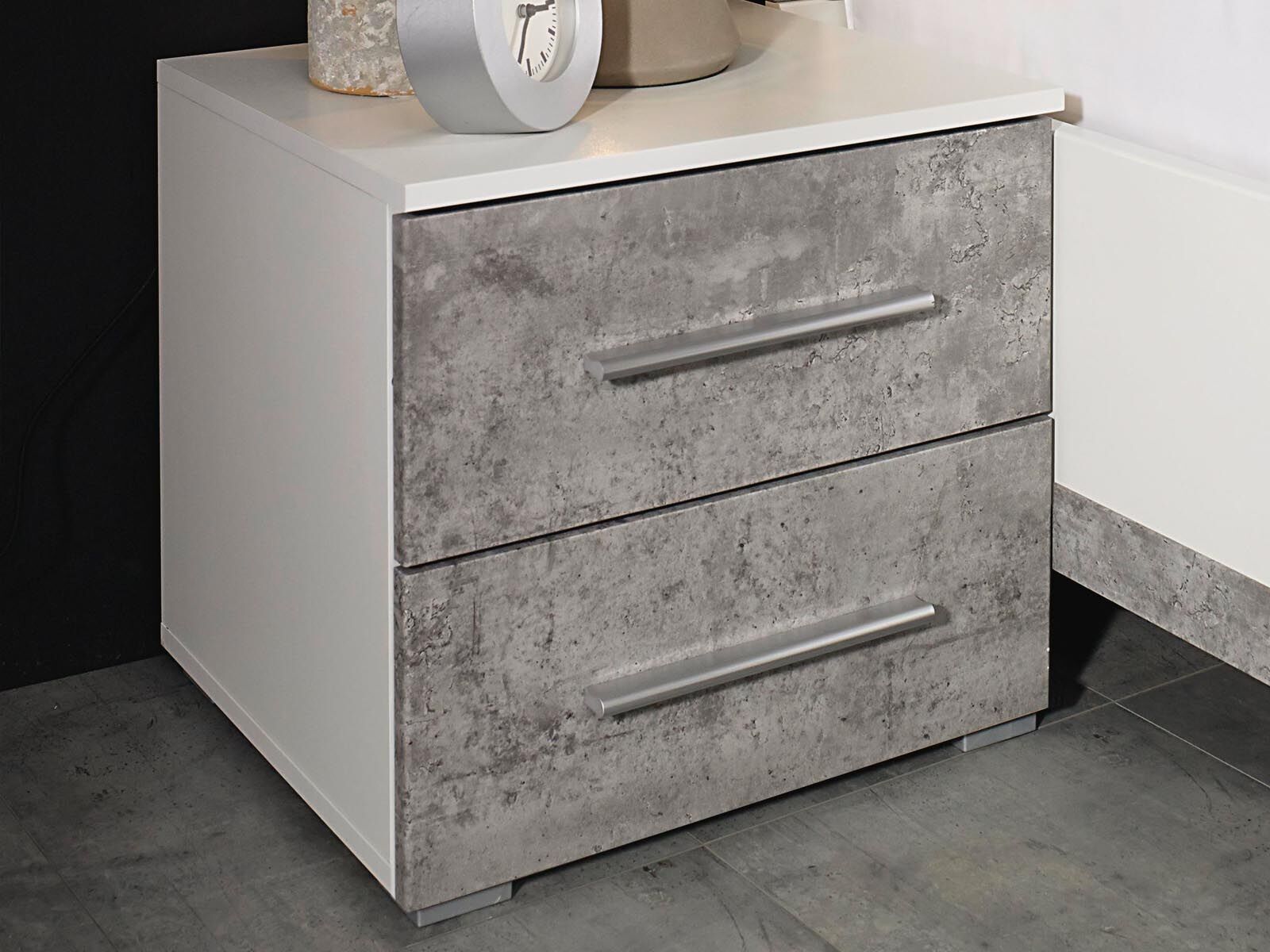 Table de chevet SIEG 2 tiroirs blanc alpin/gris pierre