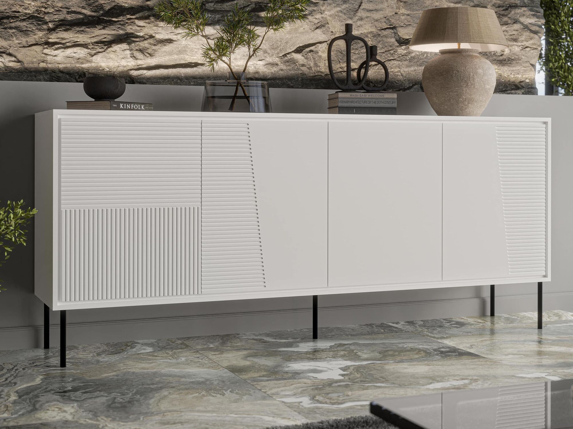 Buffet/bahut ALBICESTE 4 portes blanc