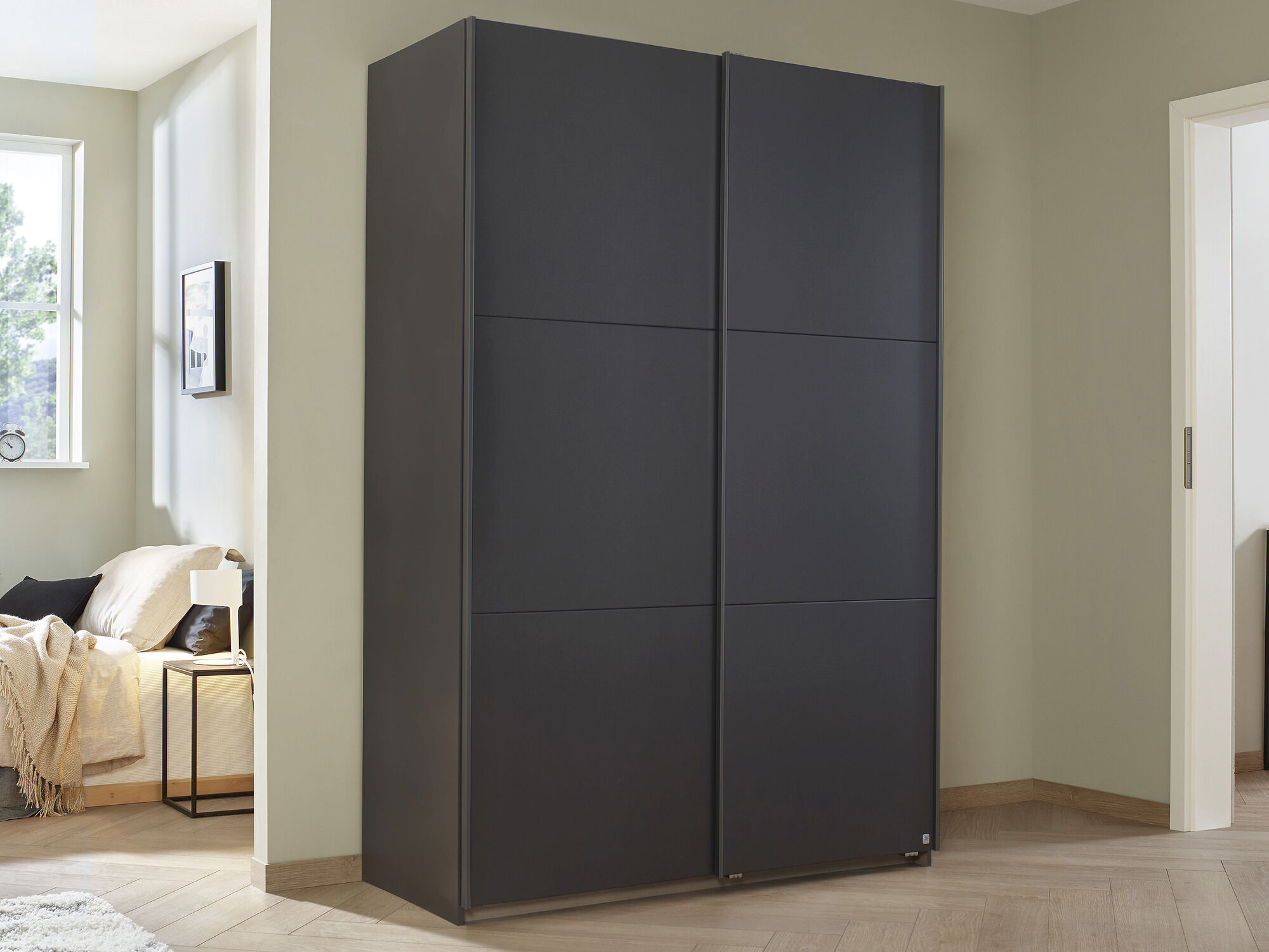 Armoire SLIDO 2 portes coulissantes 131 cm gris métal sans miroir