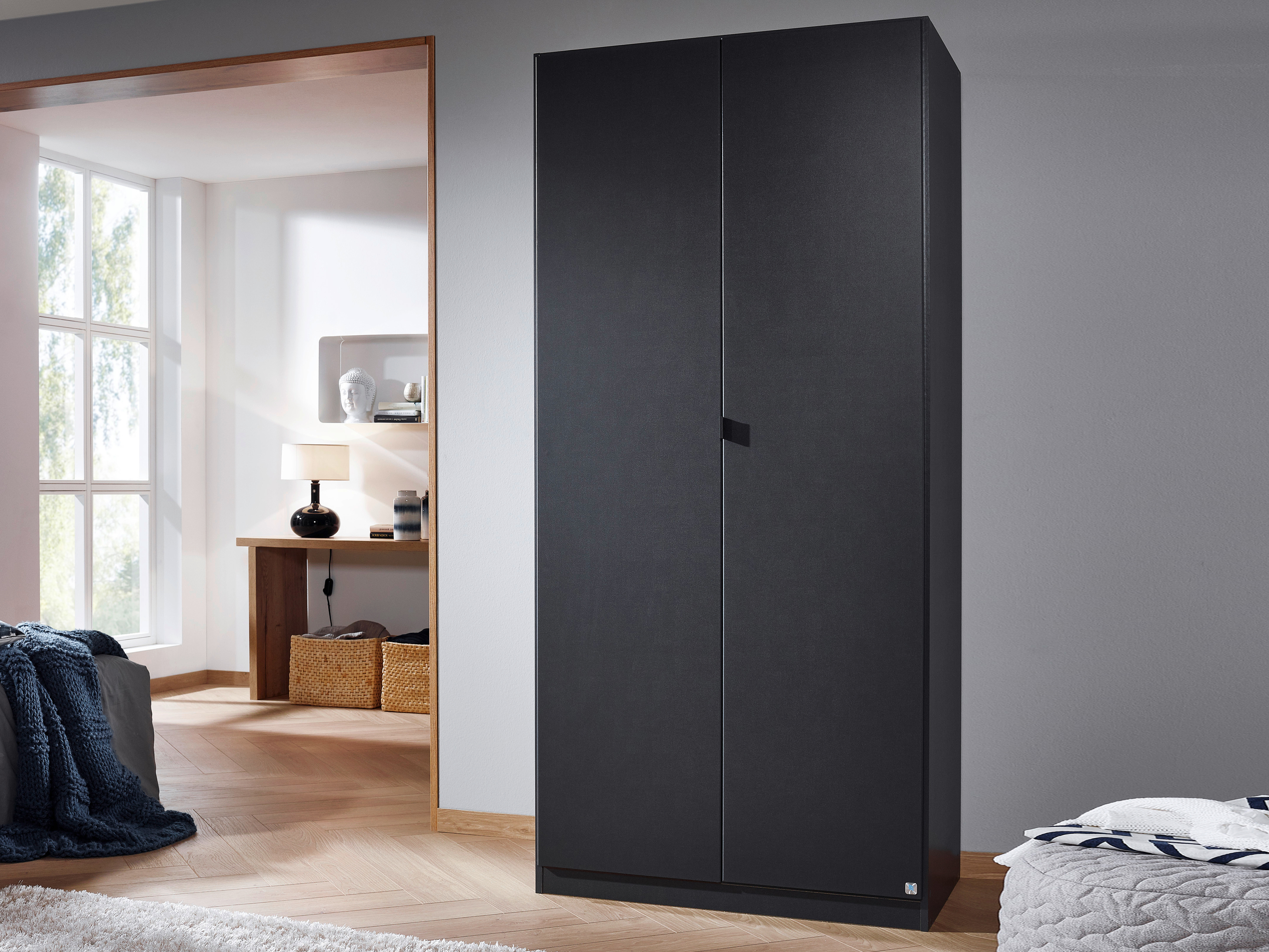 Armoire penderie OTAMENDI 2 portes gris métal