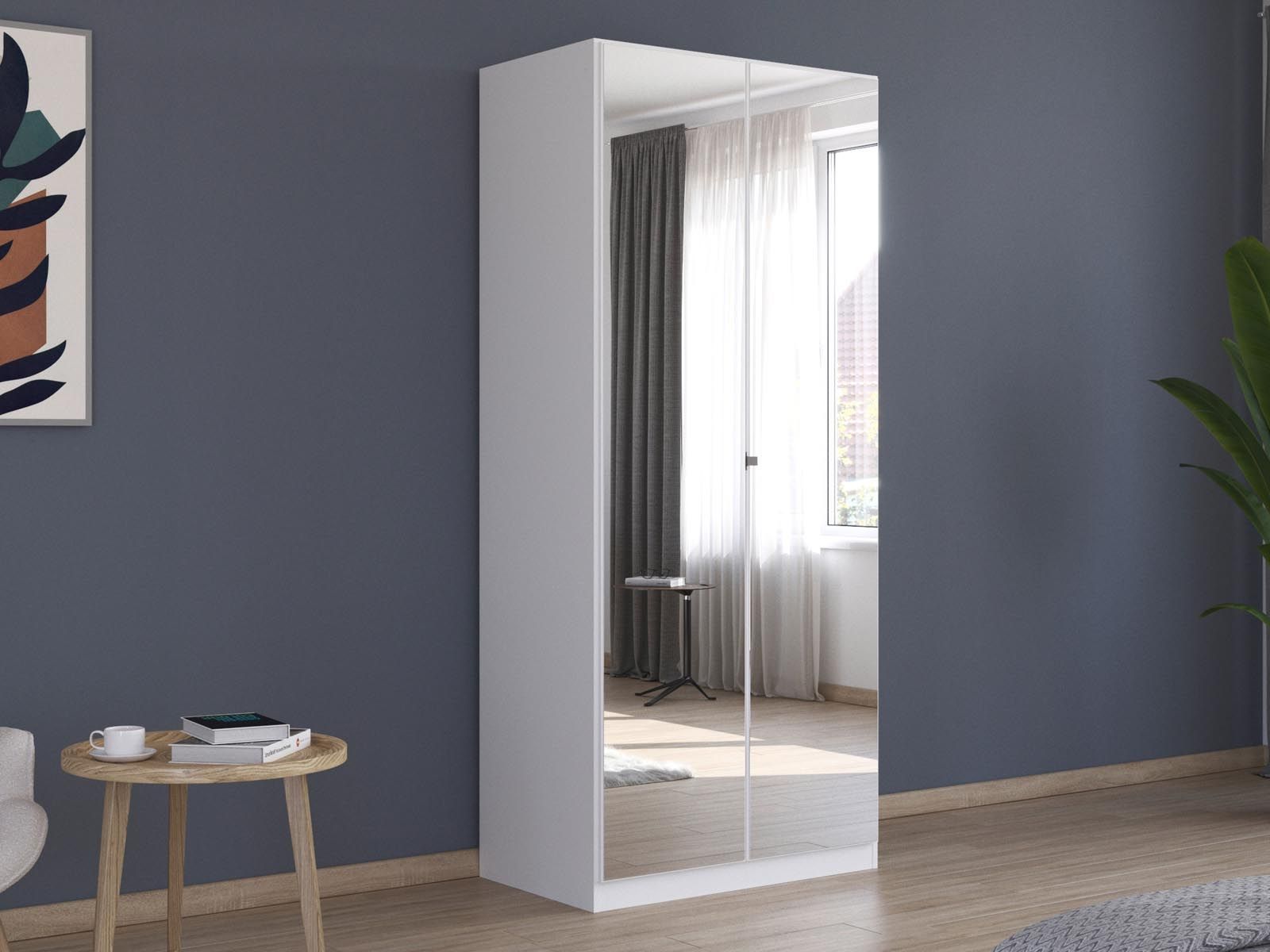Armoire REFOLACHI 2 portes blanc avec miroir