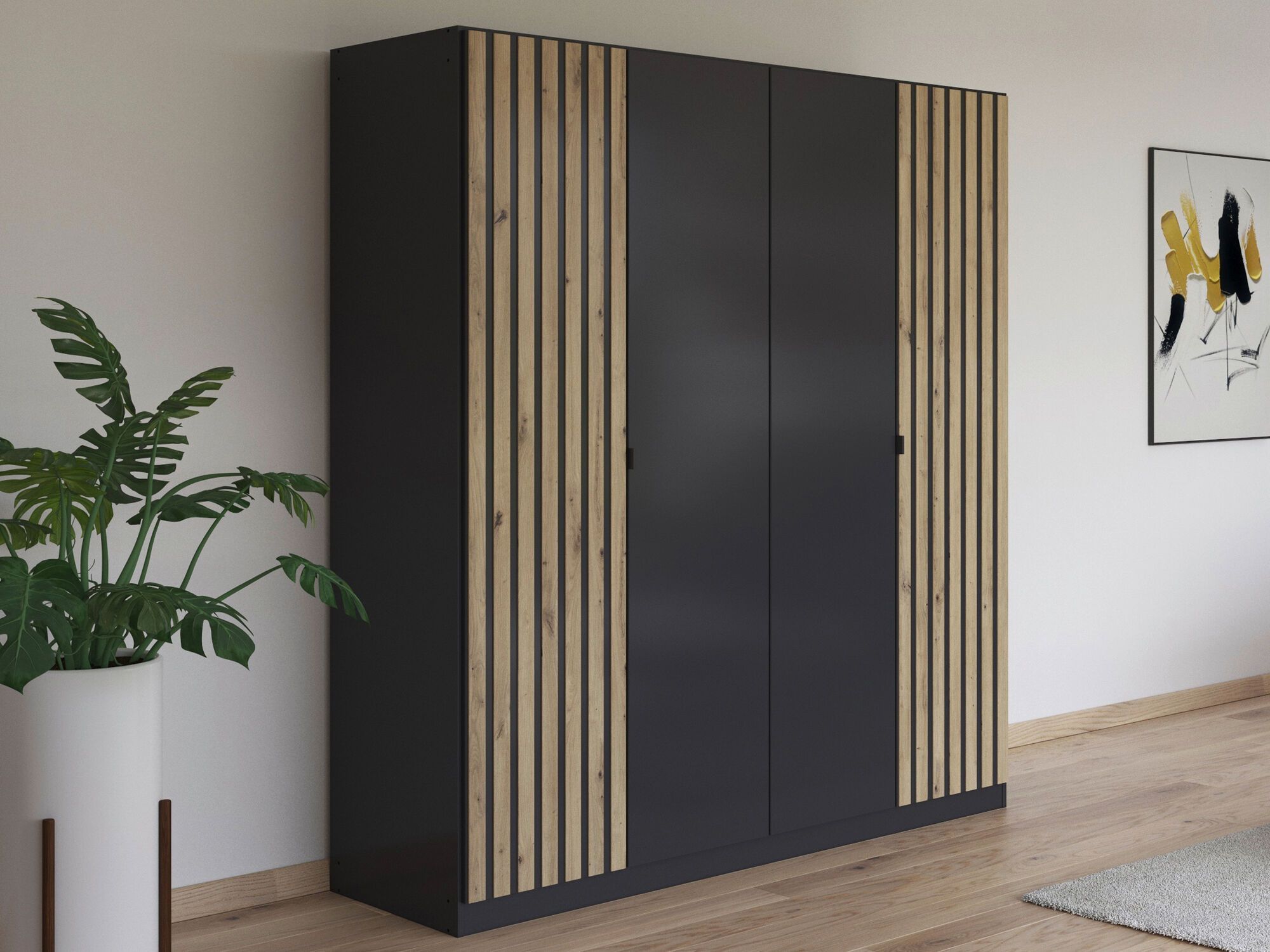 Armoire GENUMO 4 portes gris métal