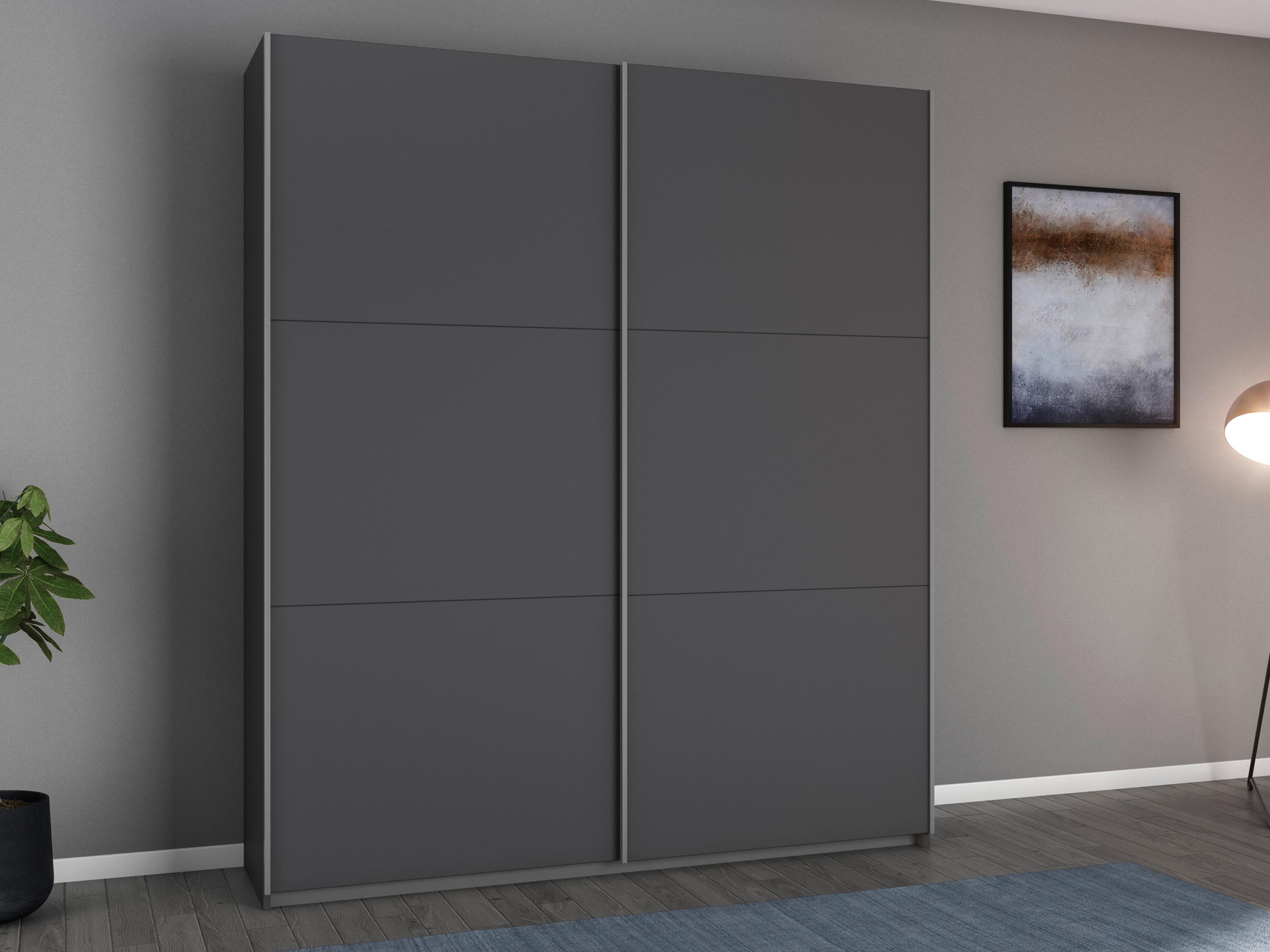 Armoire AYOSO 2 portes coulissantes 175 cm gris métal