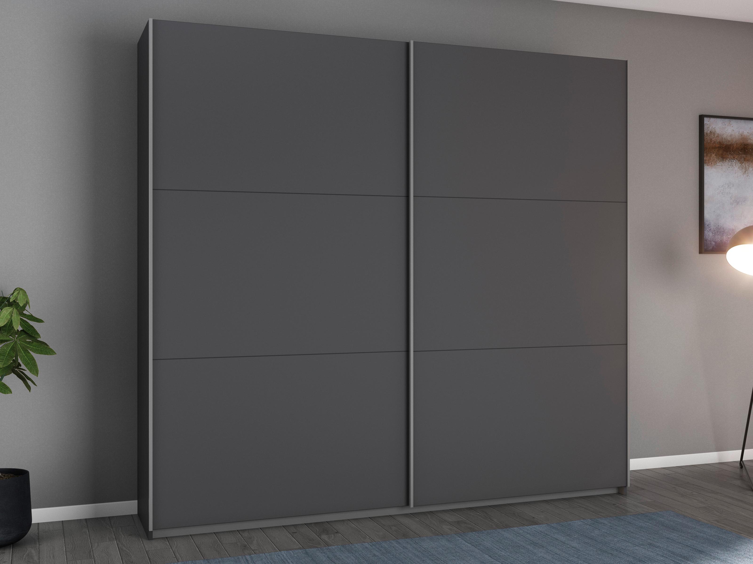 Armoire AYOSO 2 portes coulissantes 218 cm gris métal