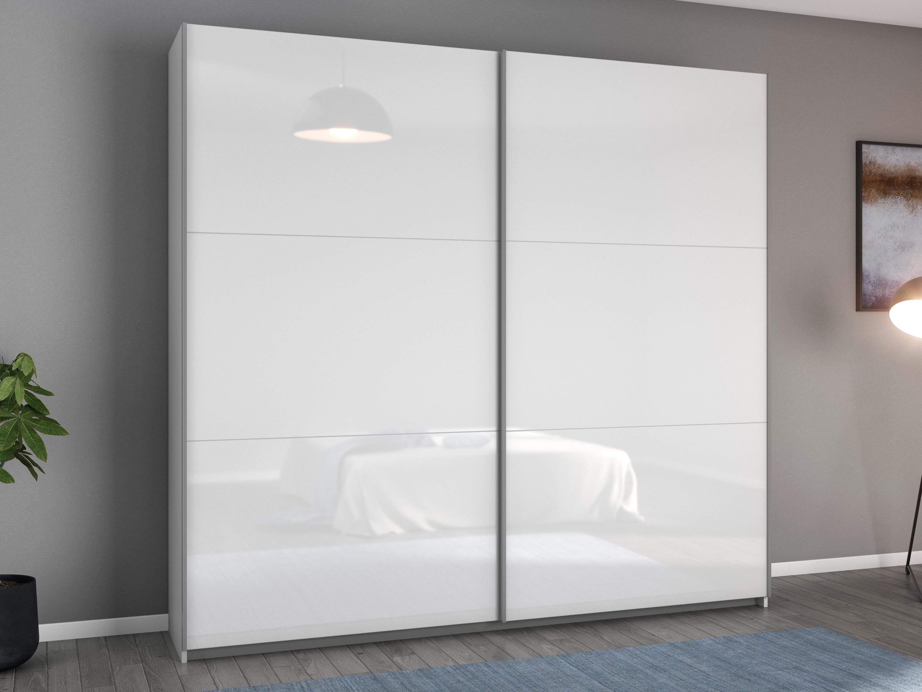 Armoire AYOSO 2 portes coulissantes 218 cm blanc brillant